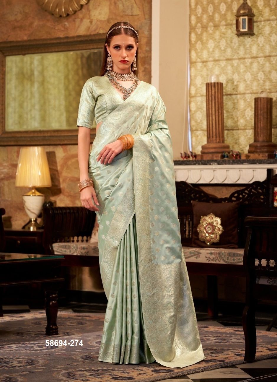 SHELLA GOLD - Catalog # 58694 (Set of 6 Sarees) by Brand DESI MUSE