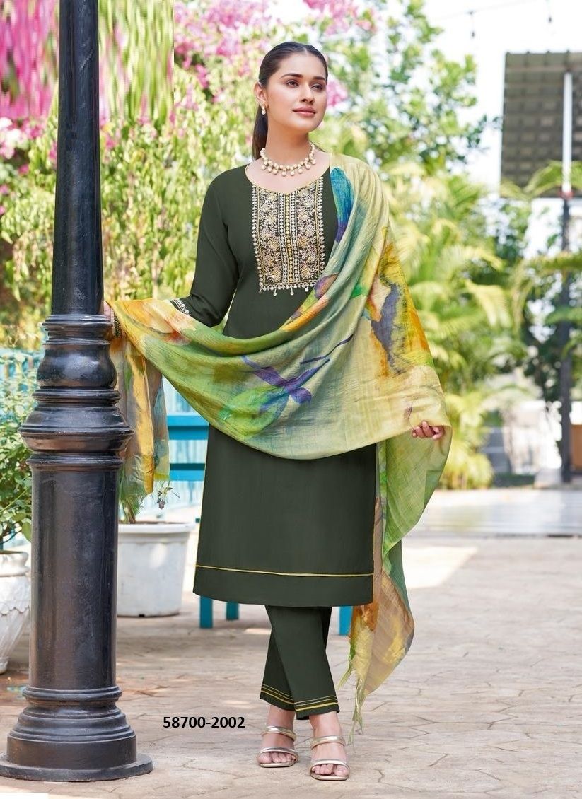 ABHILASHA - Catalog # 58700 (Set of 5 Readymade Salwar Suits) by Brand WOOGLEE FASHIONS