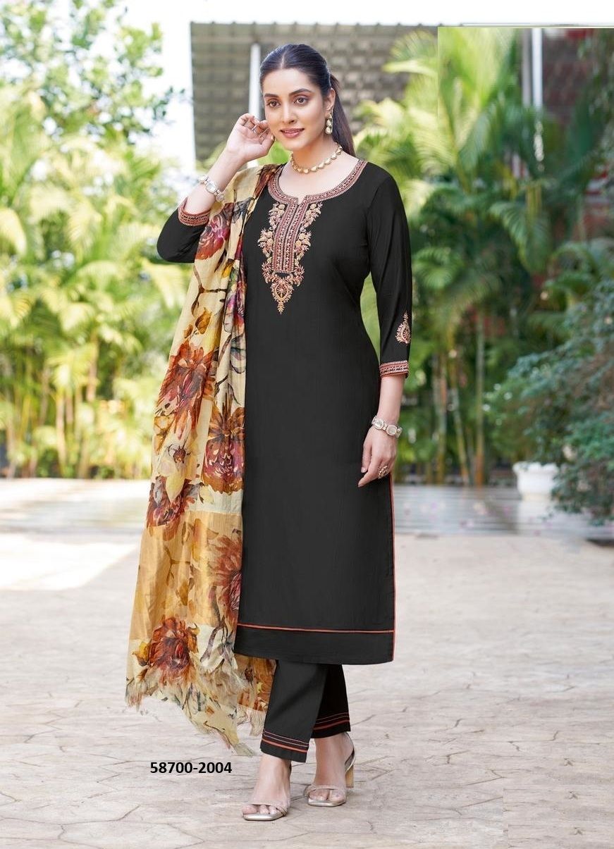 ABHILASHA - Catalog # 58700 (Set of 5 Readymade Salwar Suits) by Brand WOOGLEE FASHIONS