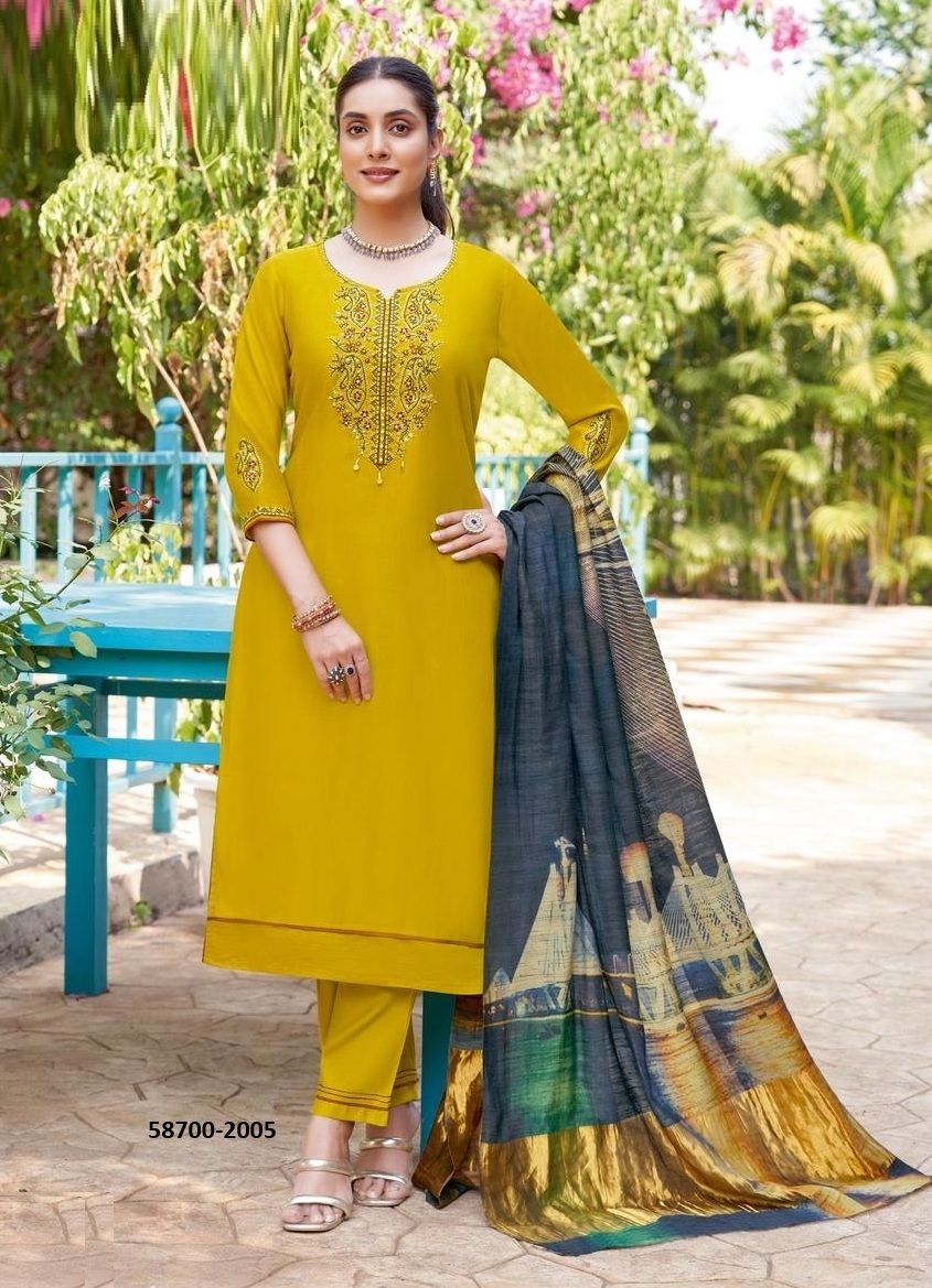 ABHILASHA - Catalog # 58700 (Set of 5 Readymade Salwar Suits) by Brand WOOGLEE FASHIONS