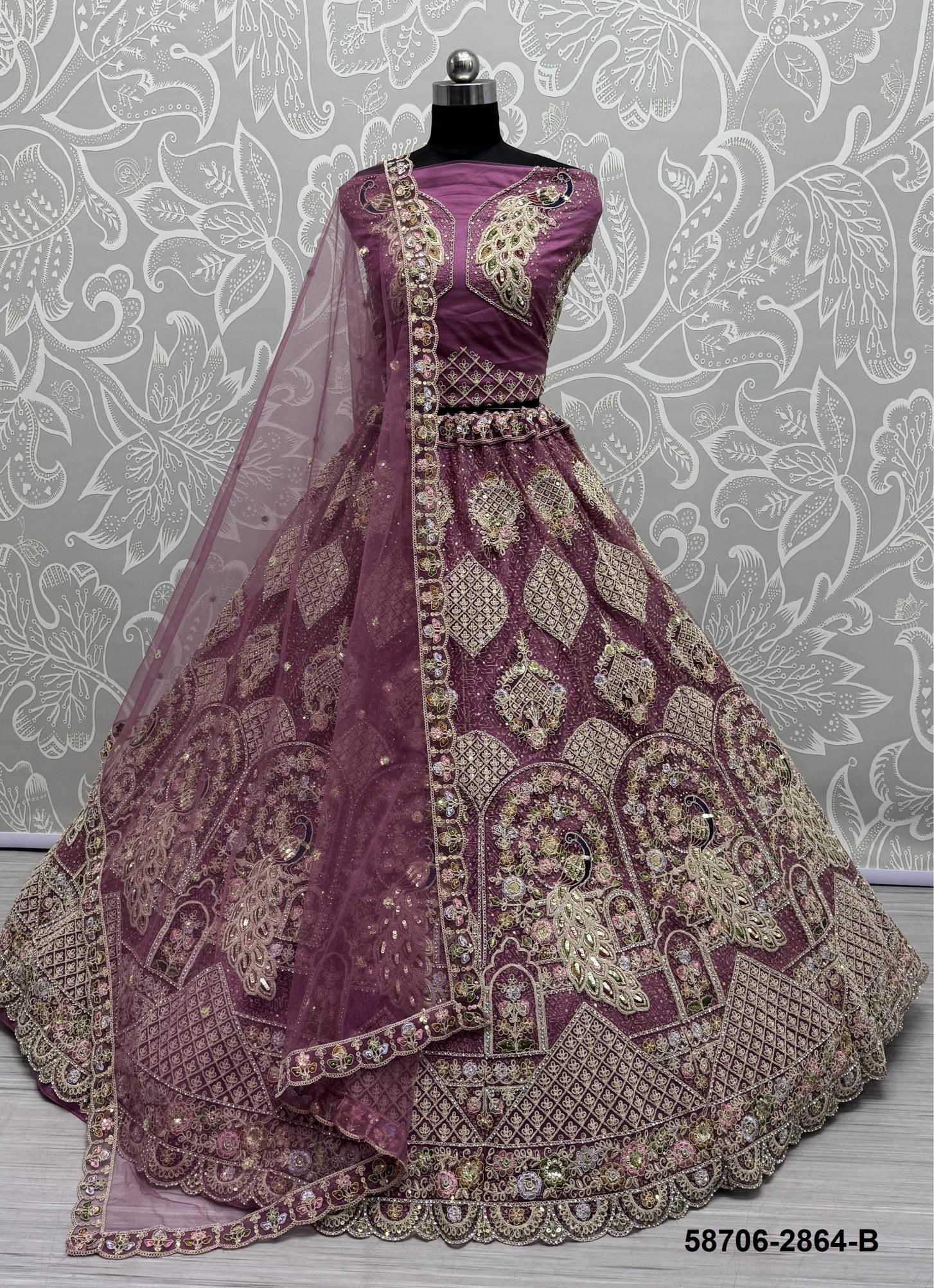 SERIES 2864 - Catalog # 58706 (Set of 5 Semi-Stitched Lehengas) by Brand DESI MUSE