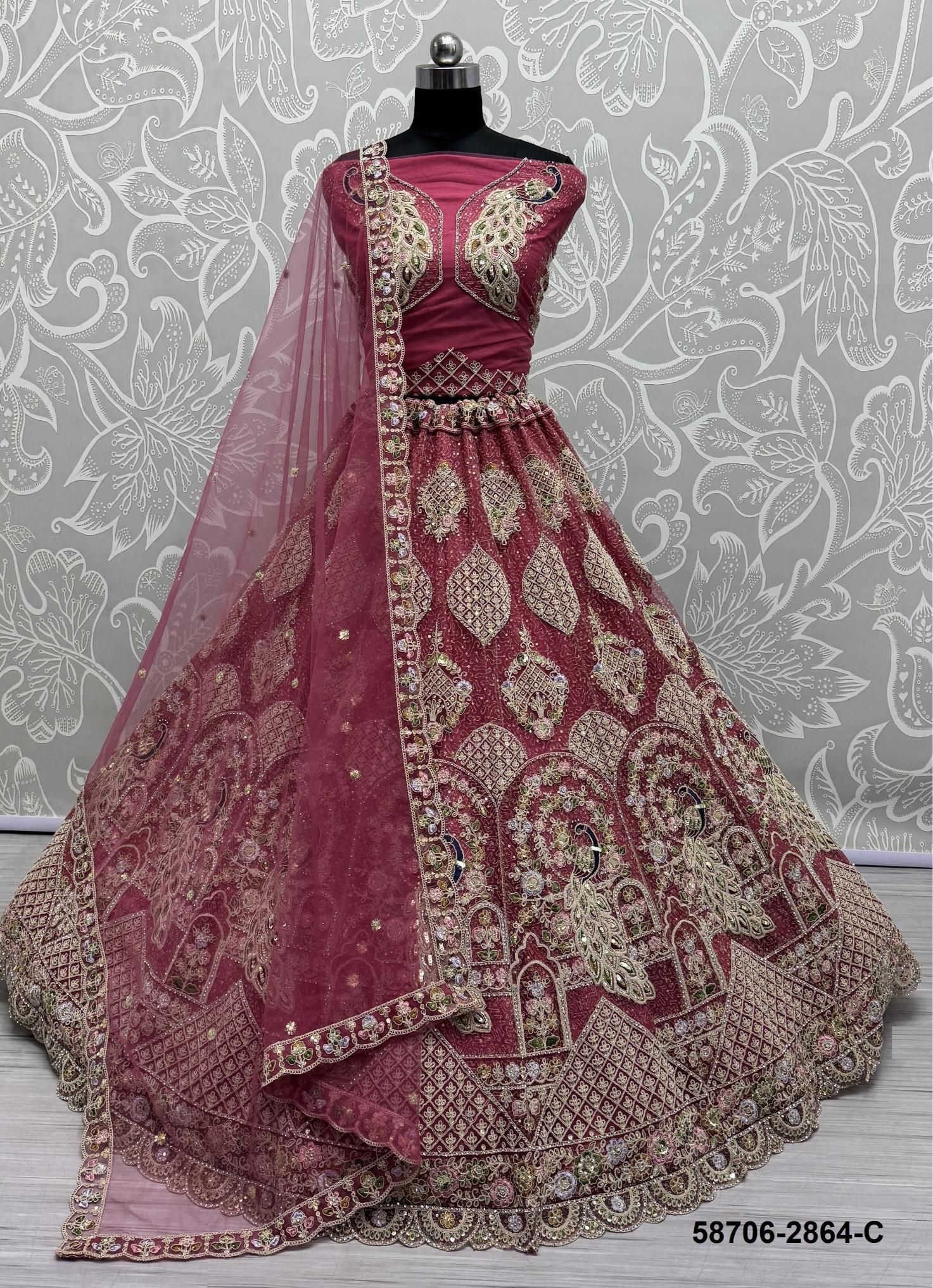 SERIES 2864 - Catalog # 58706 (Set of 5 Semi-Stitched Lehengas) by Brand DESI MUSE