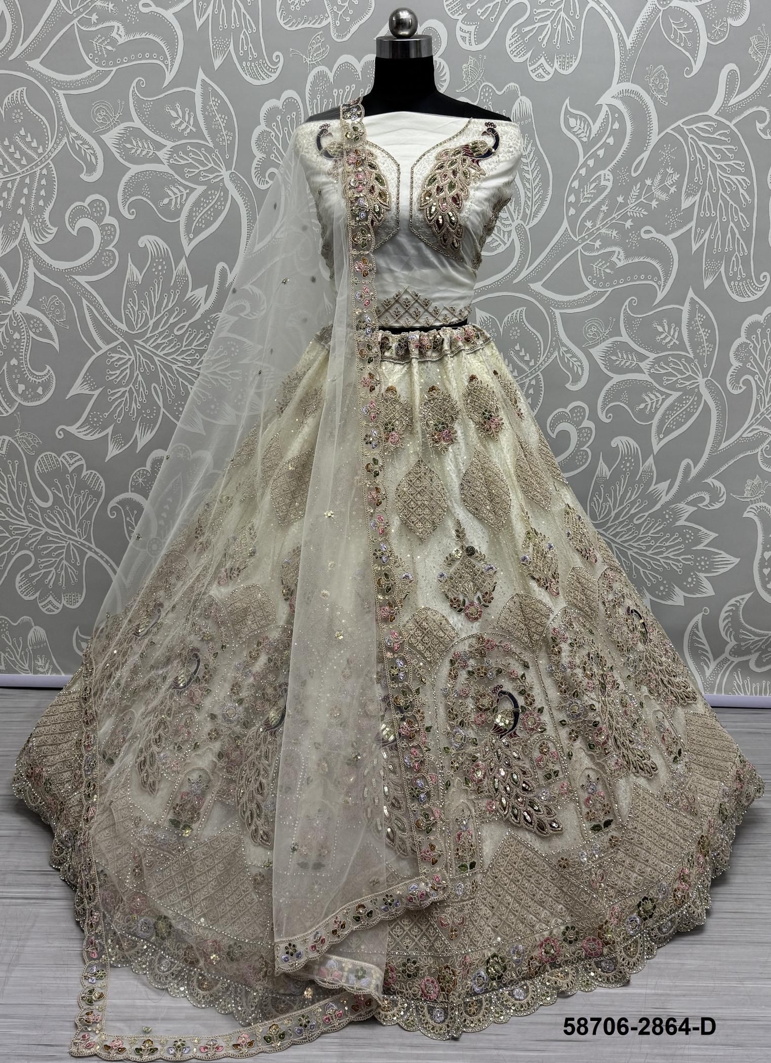 SERIES 2864 - Catalog # 58706 (Set of 5 Semi-Stitched Lehengas) by Brand DESI MUSE