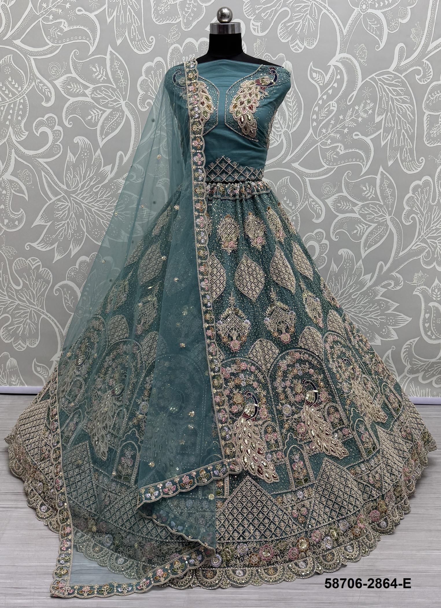 SERIES 2864 - Catalog # 58706 (Set of 5 Semi-Stitched Lehengas) by Brand DESI MUSE