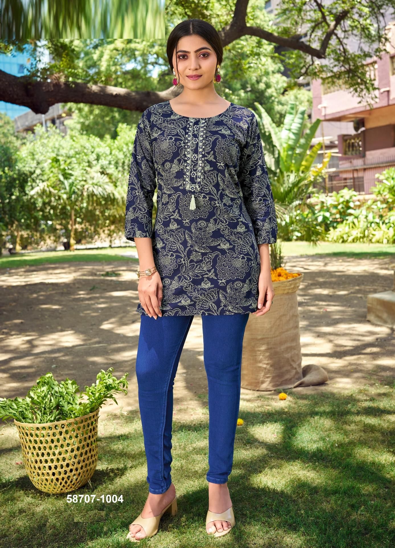 COTTON CANDY 7 - Catalog # 58707 (Set of 8 Readymade Women's Kurtis / Tops) by Brand DESI MUSE