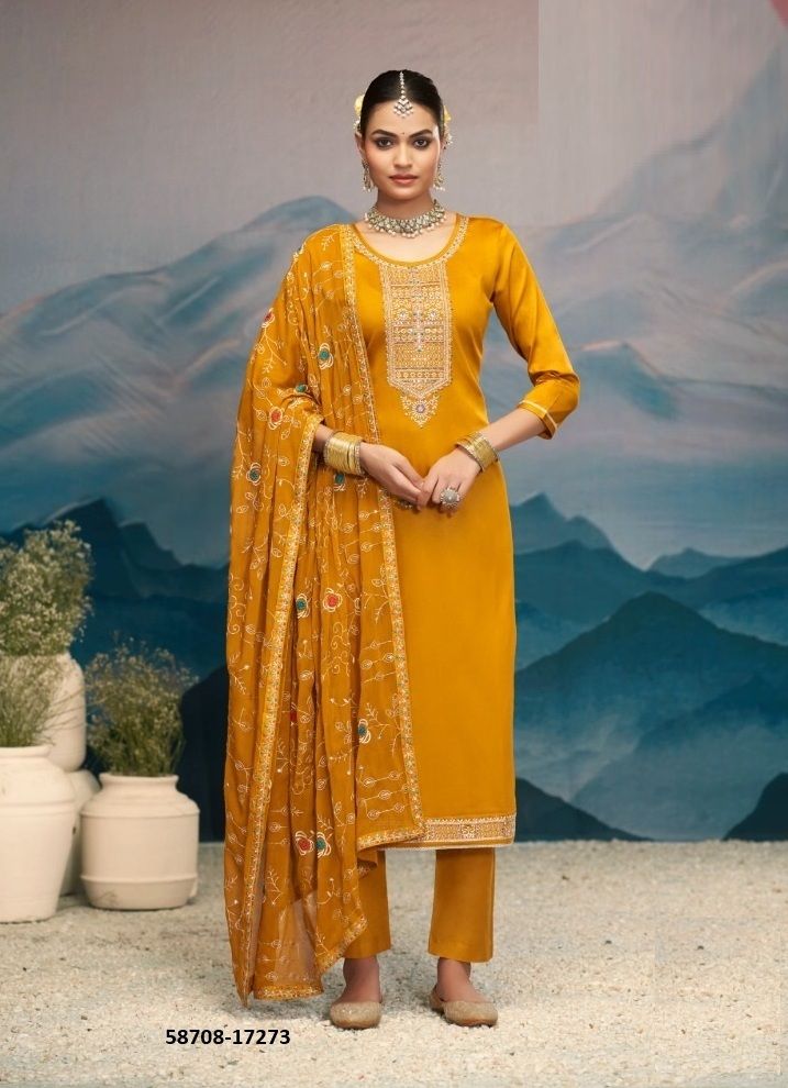 KEERAT 10 - Catalog # 58708 (Set of 6 Semi-Stitched / Un-Stitched Suits) by Brand KALARANG