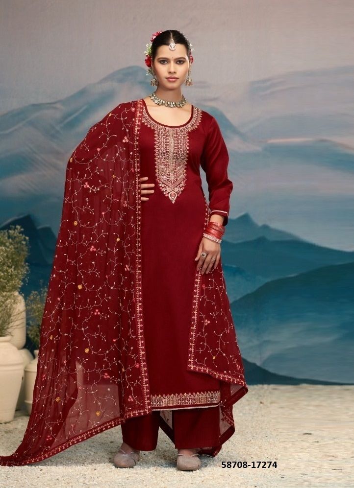KEERAT 10 - Catalog # 58708 (Set of 6 Semi-Stitched / Un-Stitched Suits) by Brand KALARANG