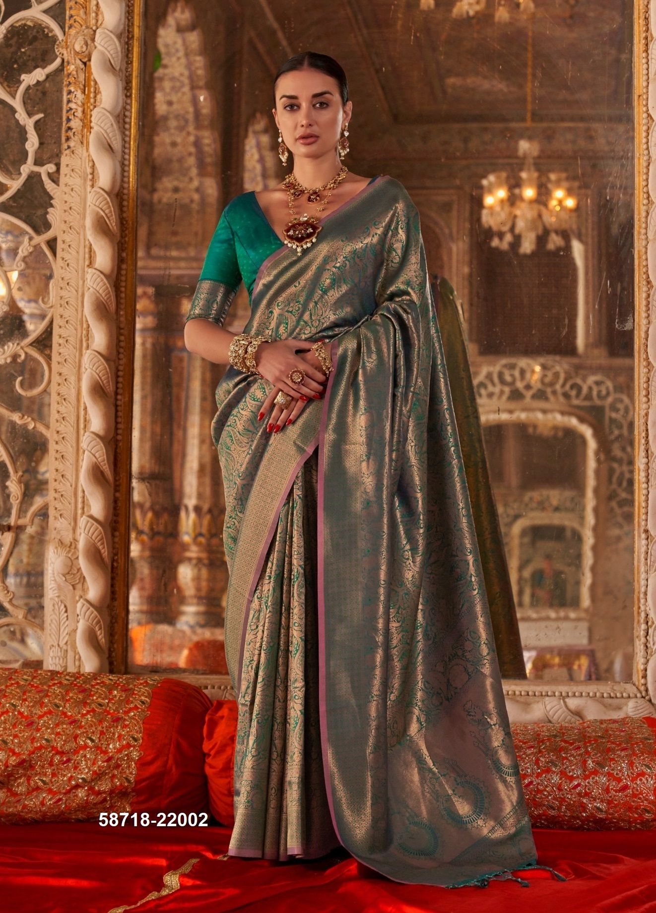 KALAA MANDIR - Catalog # 58718 (Set of 6 Sarees) by Brand RAJTEX FABRICS
