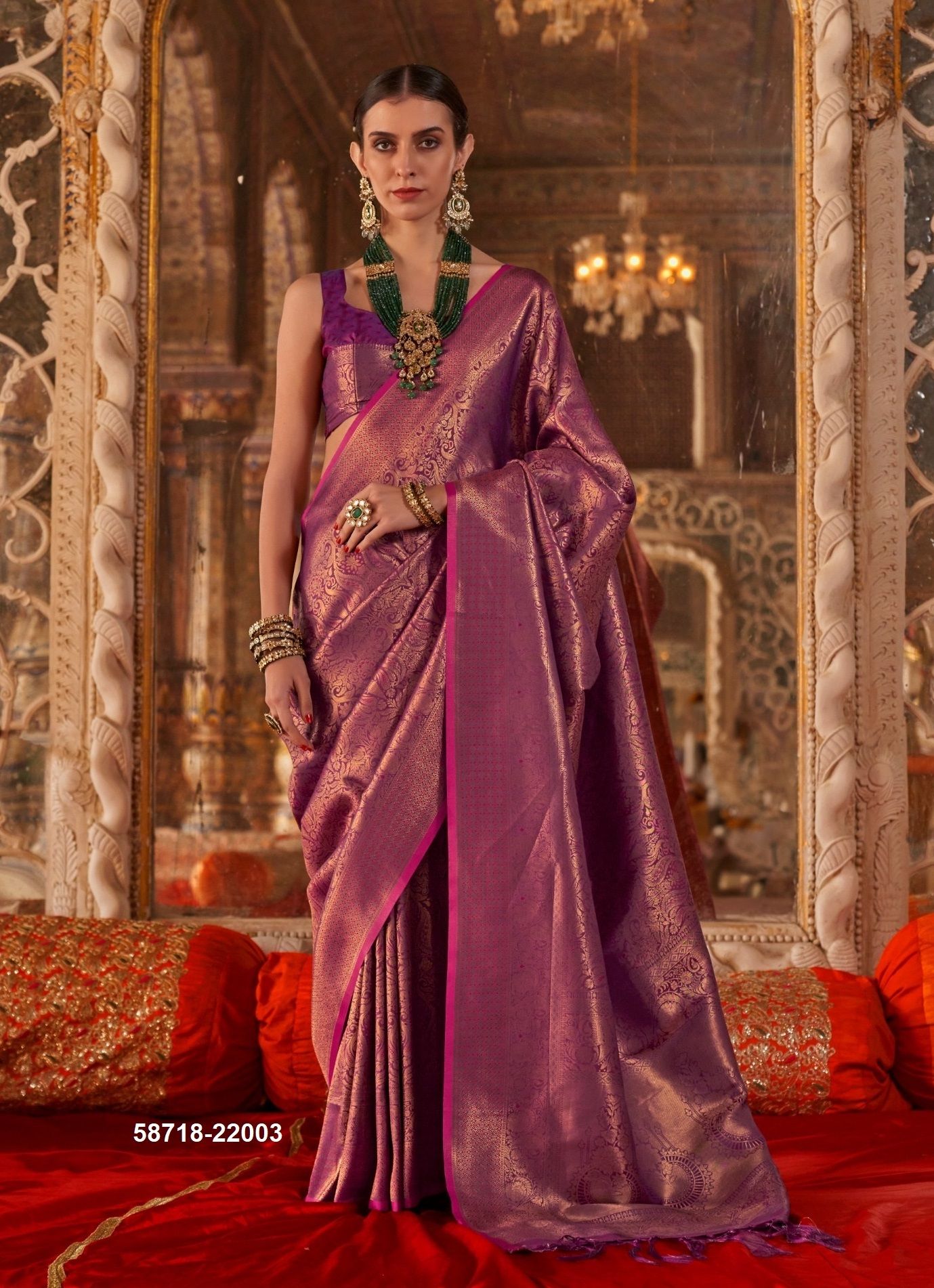 KALAA MANDIR - Catalog # 58718 (Set of 6 Sarees) by Brand RAJTEX FABRICS