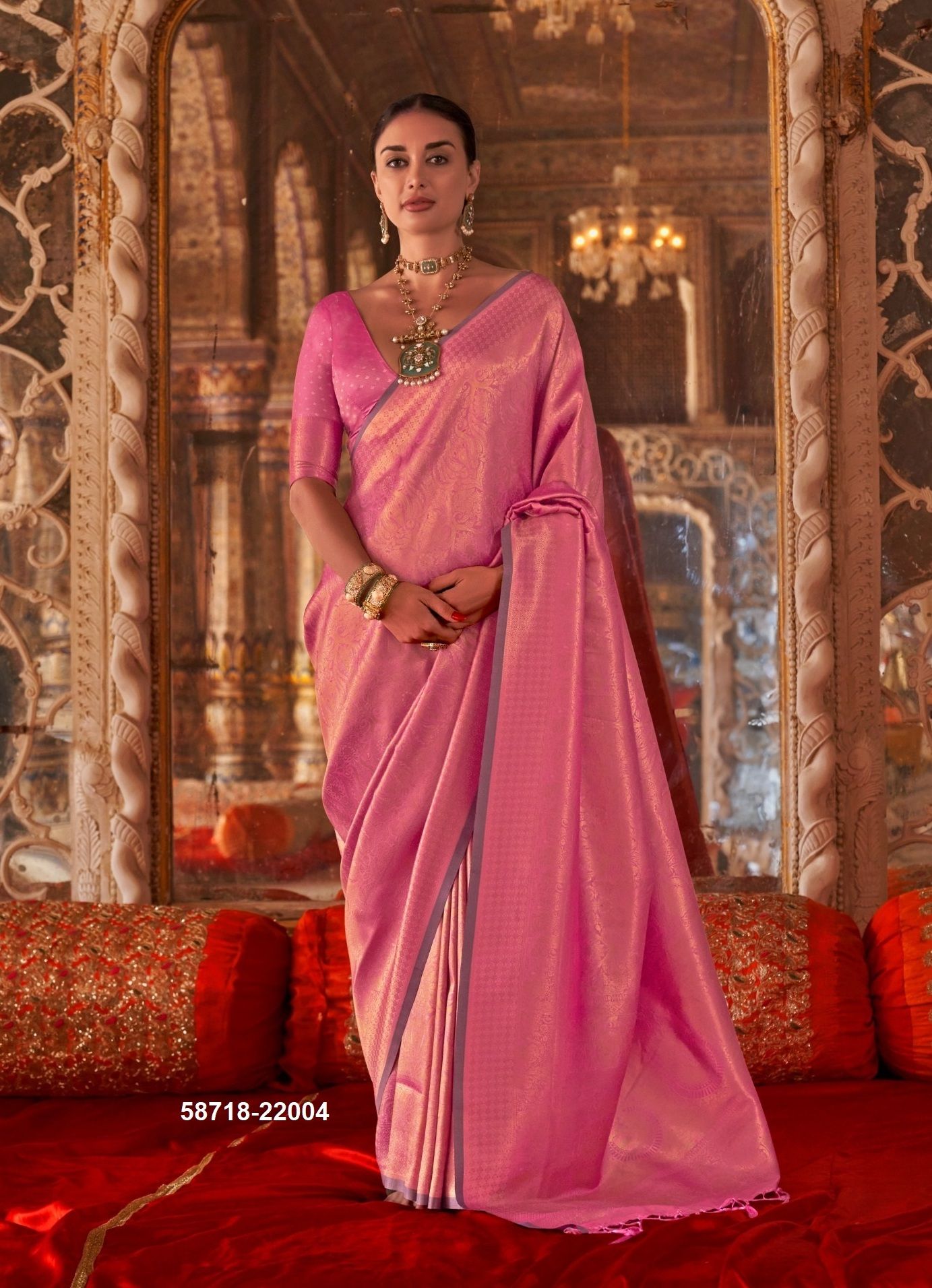 KALAA MANDIR - Catalog # 58718 (Set of 6 Sarees) by Brand RAJTEX FABRICS