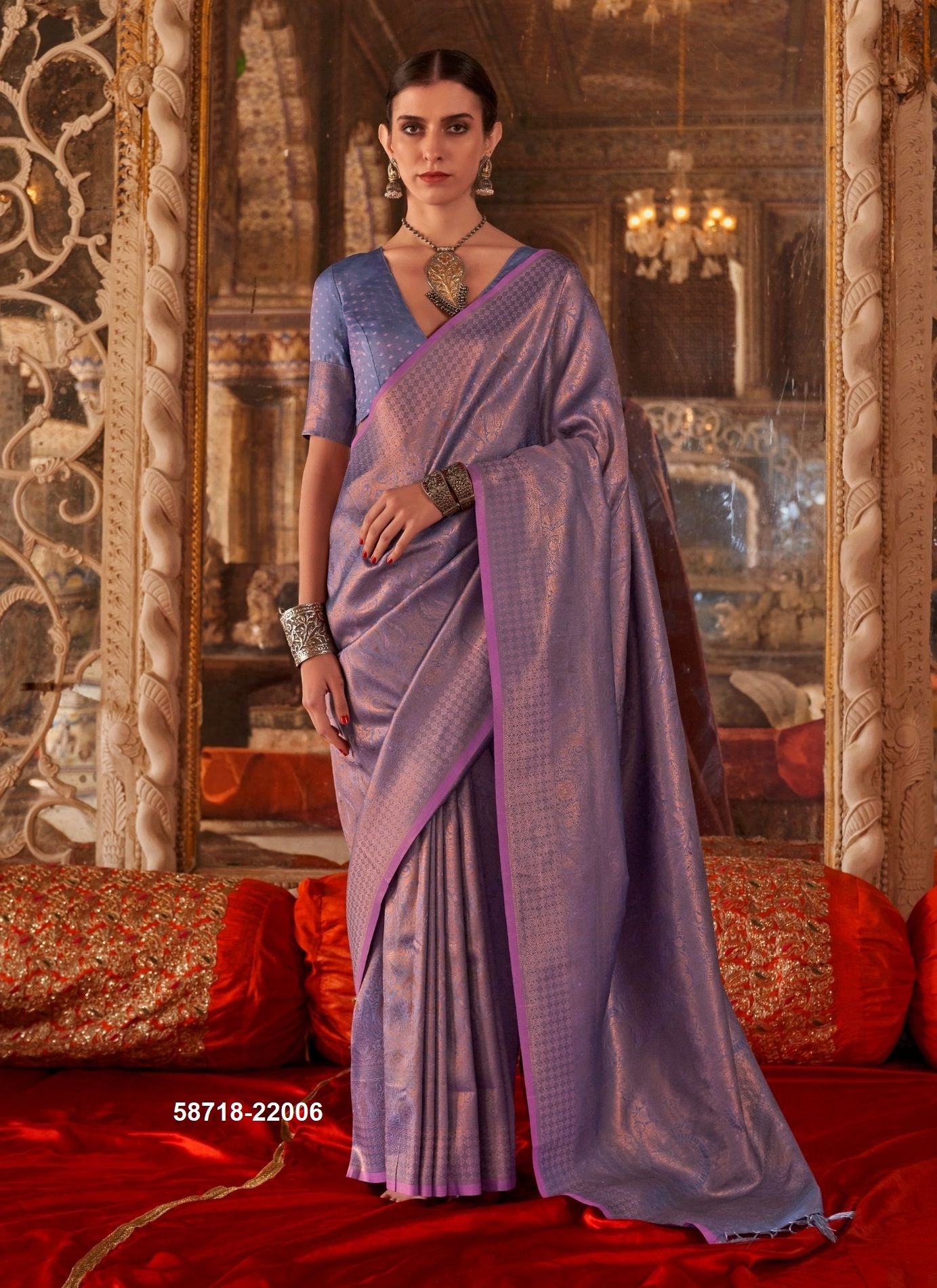 KALAA MANDIR - Catalog # 58718 (Set of 6 Sarees) by Brand RAJTEX FABRICS