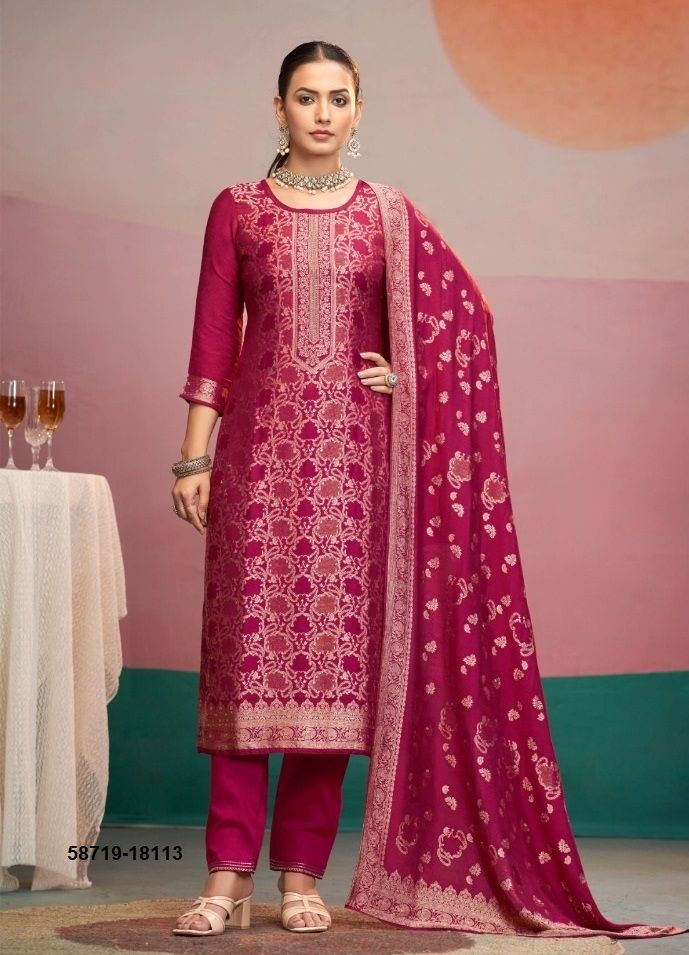 HANSHIKA 2 - Catalog # 58719 (Set of 6 Semi-Stitched / Un-Stitched Suits) by Brand KALARANG