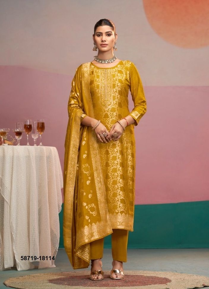 HANSHIKA 2 - Catalog # 58719 (Set of 6 Semi-Stitched / Un-Stitched Suits) by Brand KALARANG