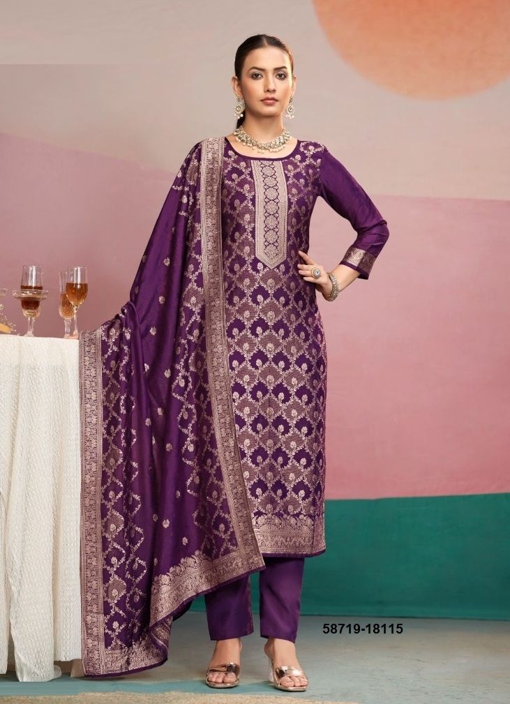 HANSHIKA 2 - Catalog # 58719 (Set of 6 Semi-Stitched / Un-Stitched Suits) by Brand KALARANG