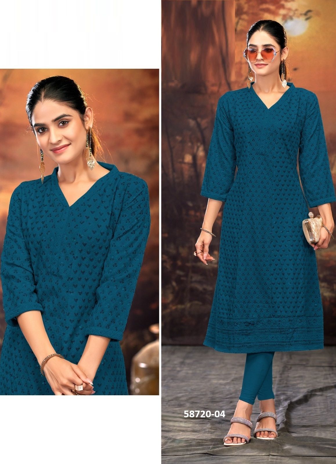 KRIDHA - Catalog # 58720 (Set of 4 SIZE-SETS [Readymade Women's Kurtis / Tops]) by Brand TUNIC HOUSE