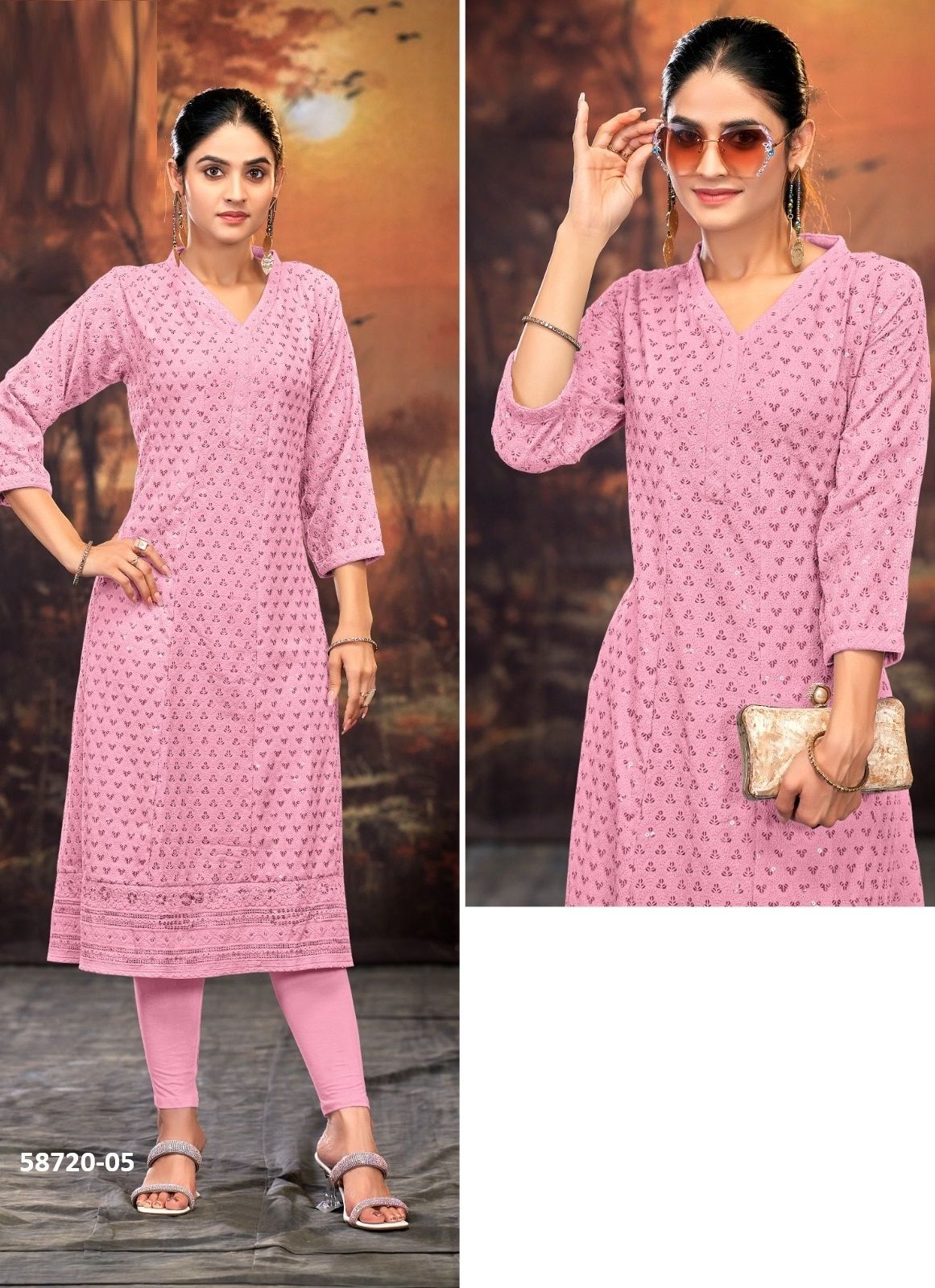 KRIDHA - Catalog # 58720 (Set of 4 SIZE-SETS [Readymade Women's Kurtis / Tops]) by Brand TUNIC HOUSE