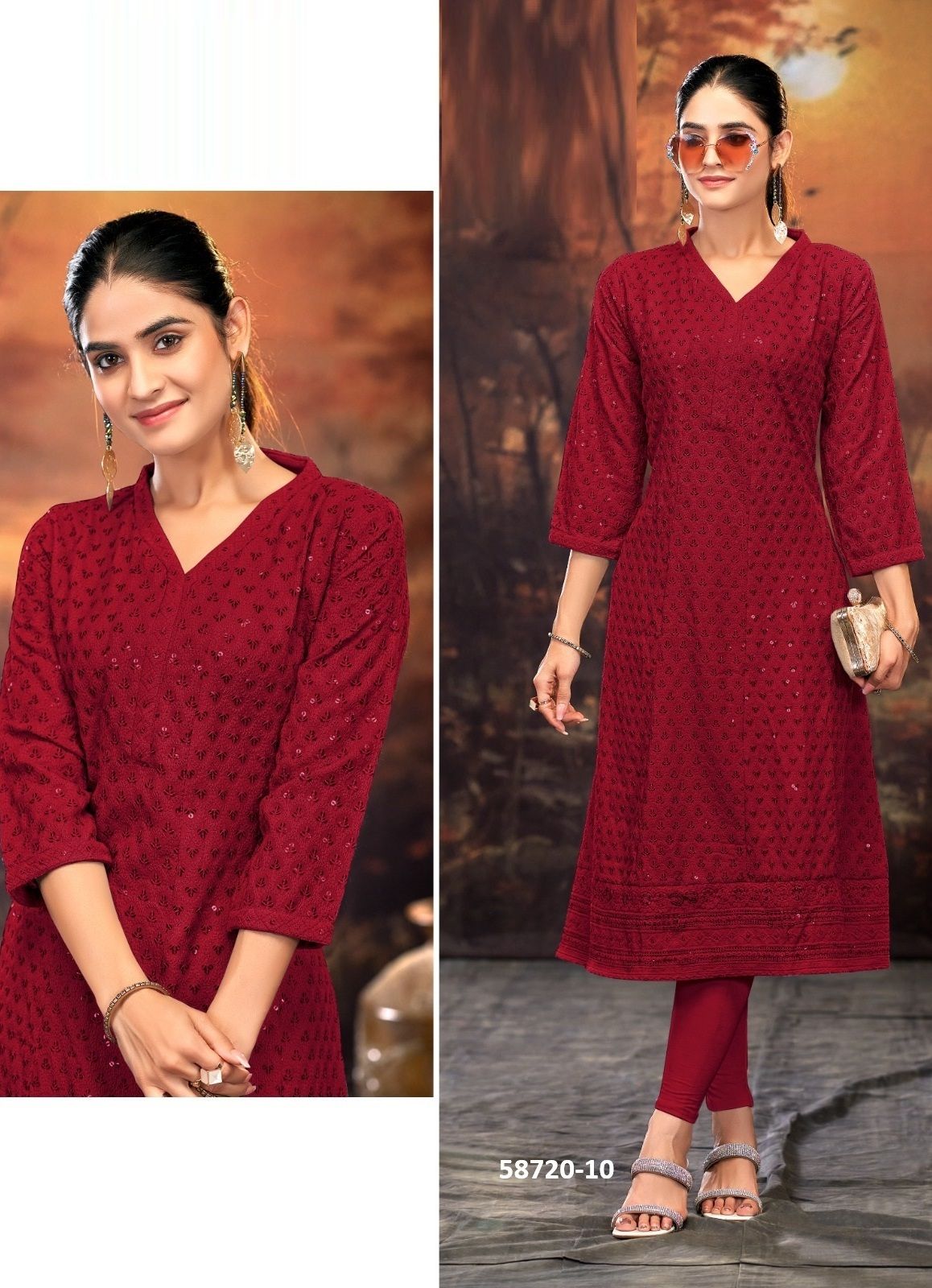 KRIDHA - Catalog # 58720 (Set of 4 SIZE-SETS [Readymade Women's Kurtis / Tops]) by Brand TUNIC HOUSE