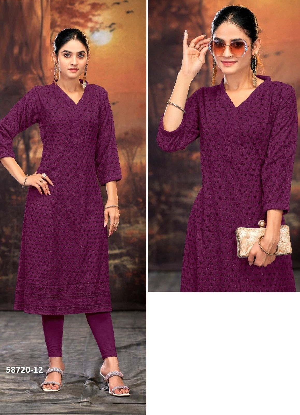 KRIDHA - Catalog # 58720 (Set of 4 SIZE-SETS [Readymade Women's Kurtis / Tops]) by Brand TUNIC HOUSE