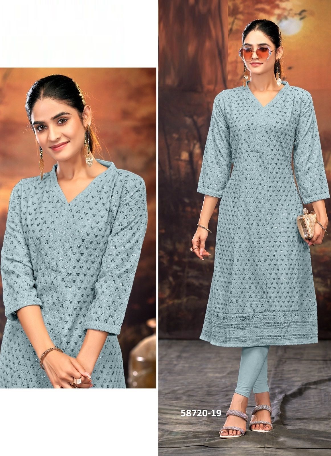 KRIDHA - Catalog # 58720 (Set of 4 SIZE-SETS [Readymade Women's Kurtis / Tops]) by Brand TUNIC HOUSE