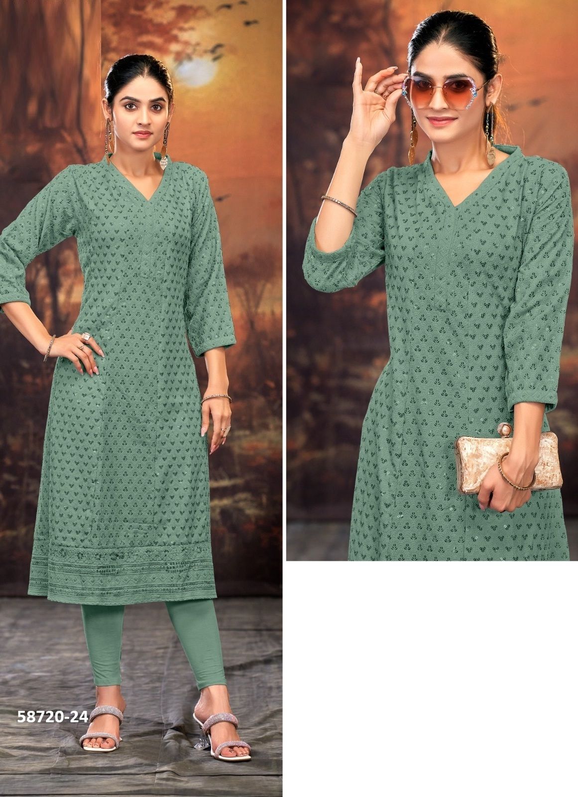 KRIDHA - Catalog # 58720 (Set of 4 SIZE-SETS [Readymade Women's Kurtis / Tops]) by Brand TUNIC HOUSE