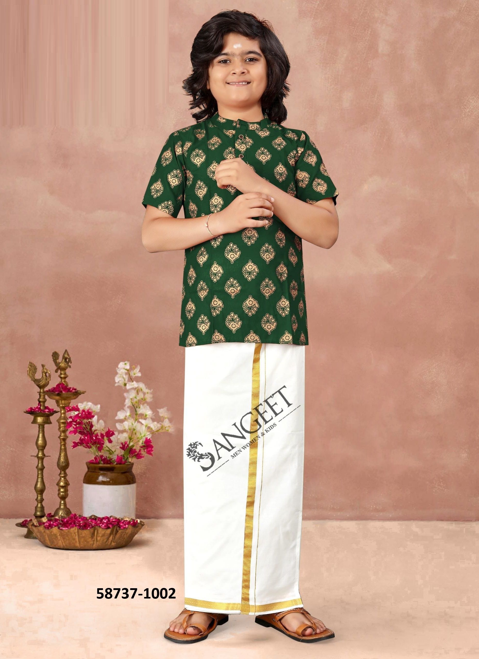 LUNGI STYLE 18 [KIDS] - Catalog # 58737 (Set of 8 Men's Ethnic Wear) by Brand SANGEET