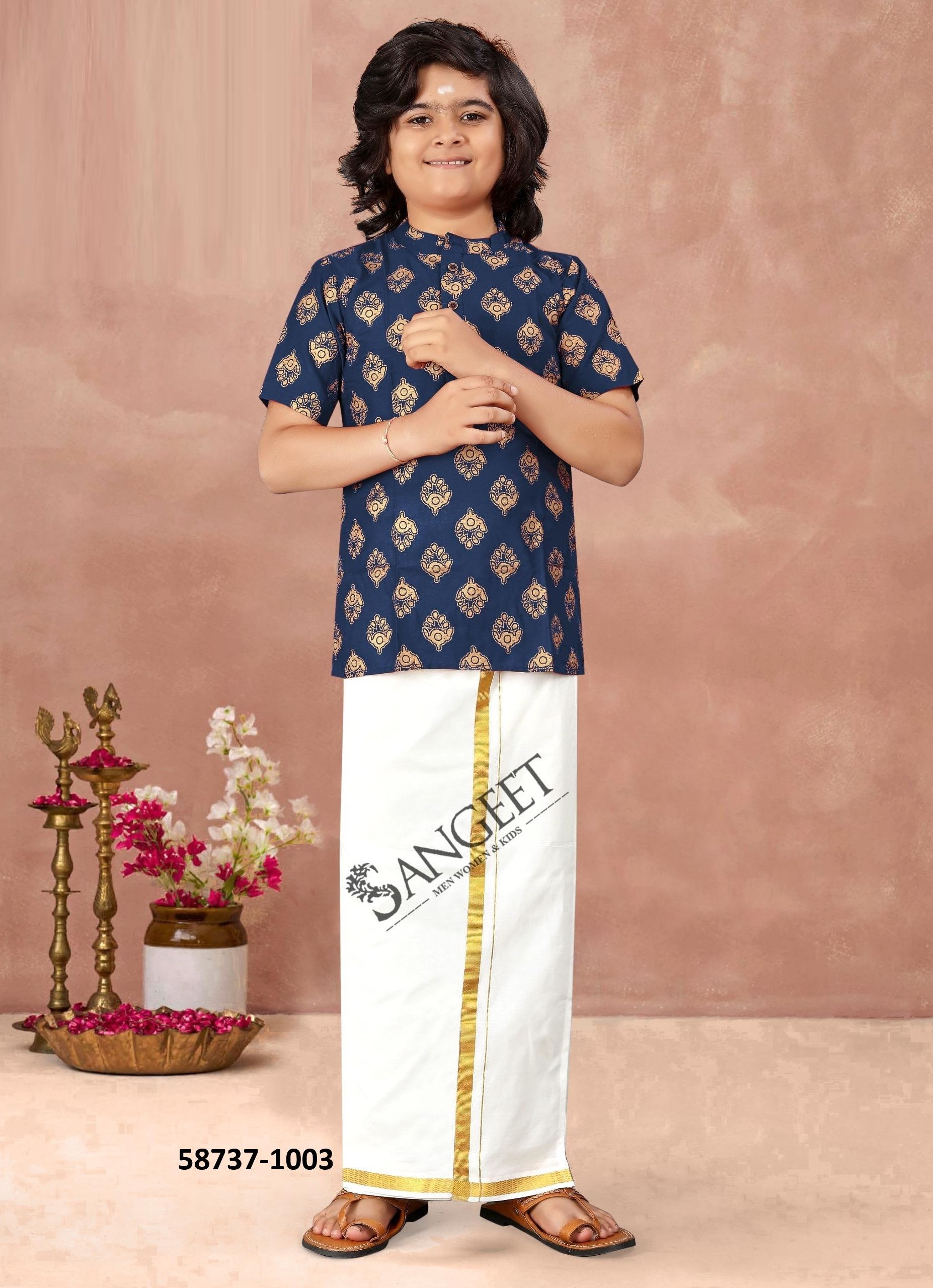 LUNGI STYLE 18 [KIDS] - Catalog # 58737 (Set of 8 Men's Ethnic Wear) by Brand SANGEET