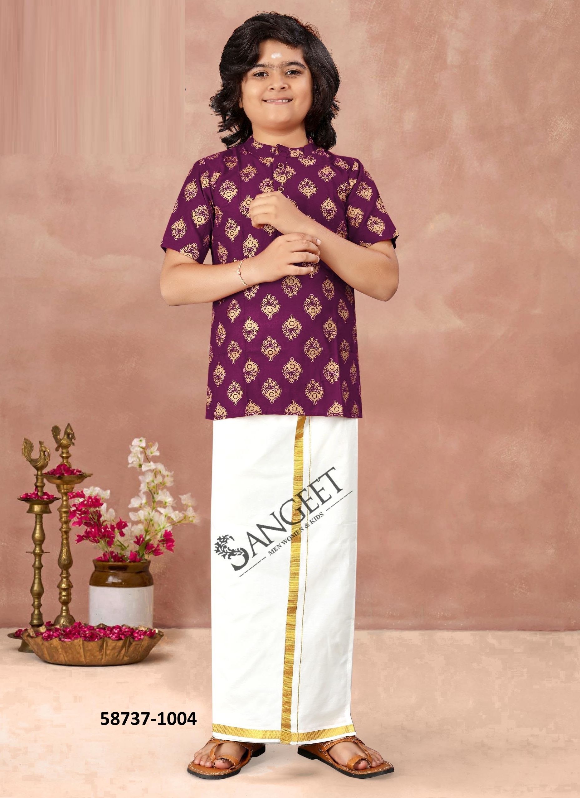 LUNGI STYLE 18 [KIDS] - Catalog # 58737 (Set of 8 Men's Ethnic Wear) by Brand SANGEET