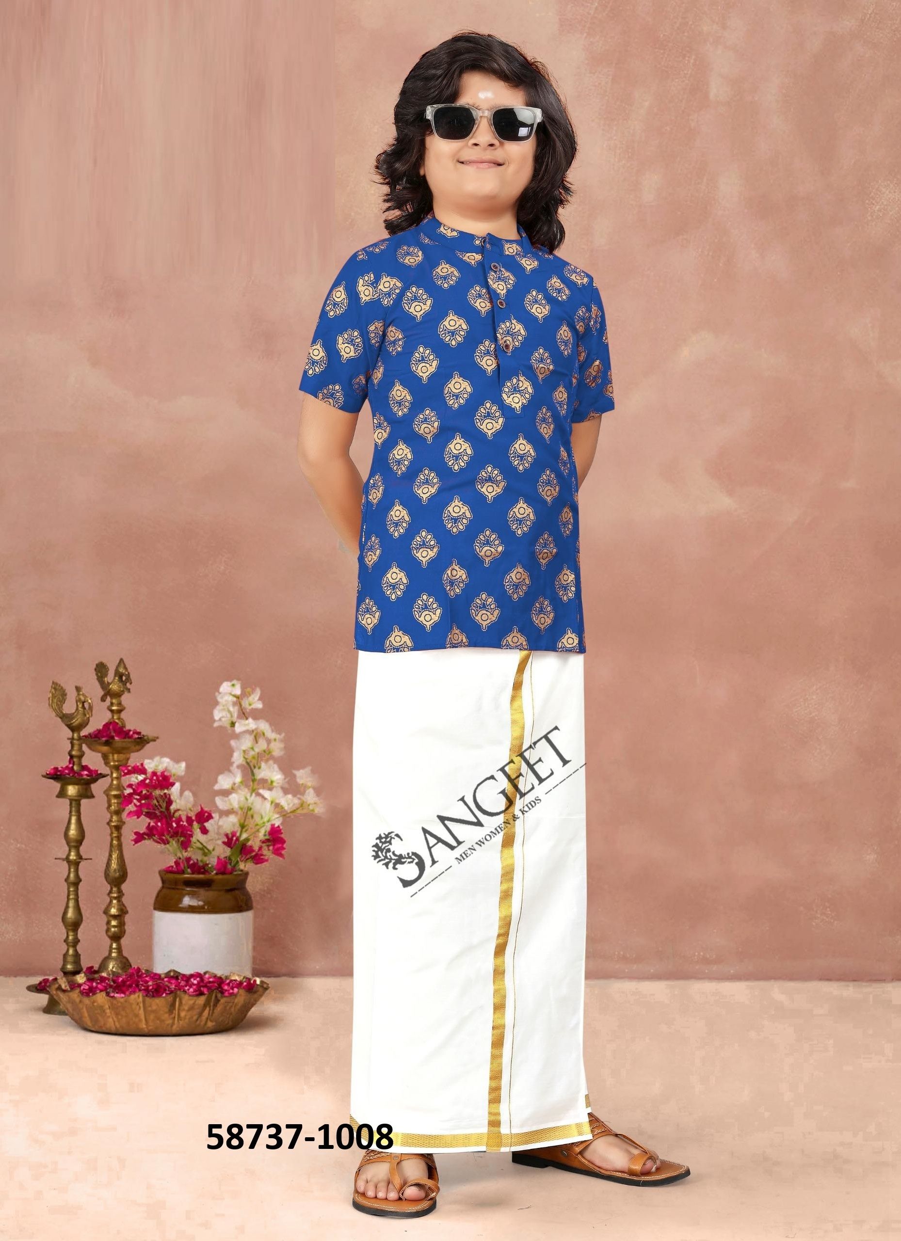 LUNGI STYLE 18 [KIDS] - Catalog # 58737 (Set of 8 Men's Ethnic Wear) by Brand SANGEET