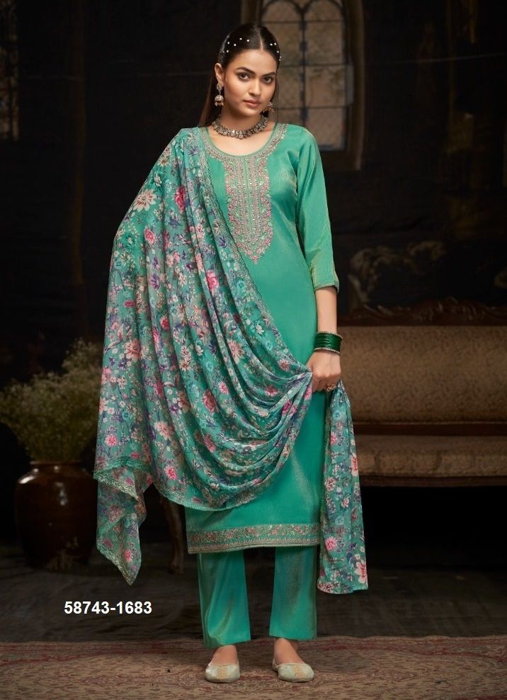 FABIA - Catalog # 58743 (Set of 4 Semi-Stitched / Un-Stitched Suits) by Brand FOUR DOTS