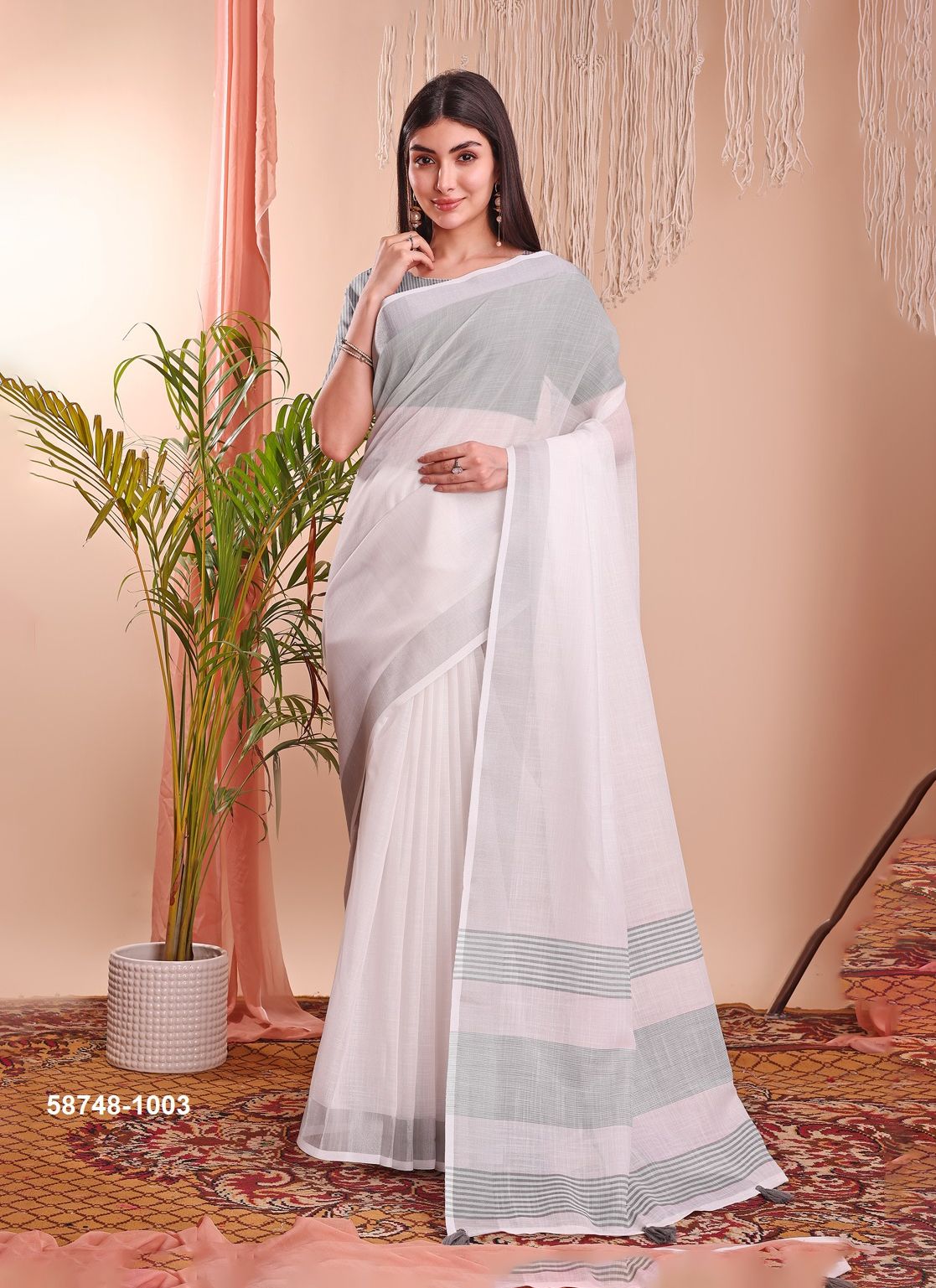 THE WHITE LOOM - Catalog # 58748 (Set of 13 Sarees) by Brand DESI MUSE