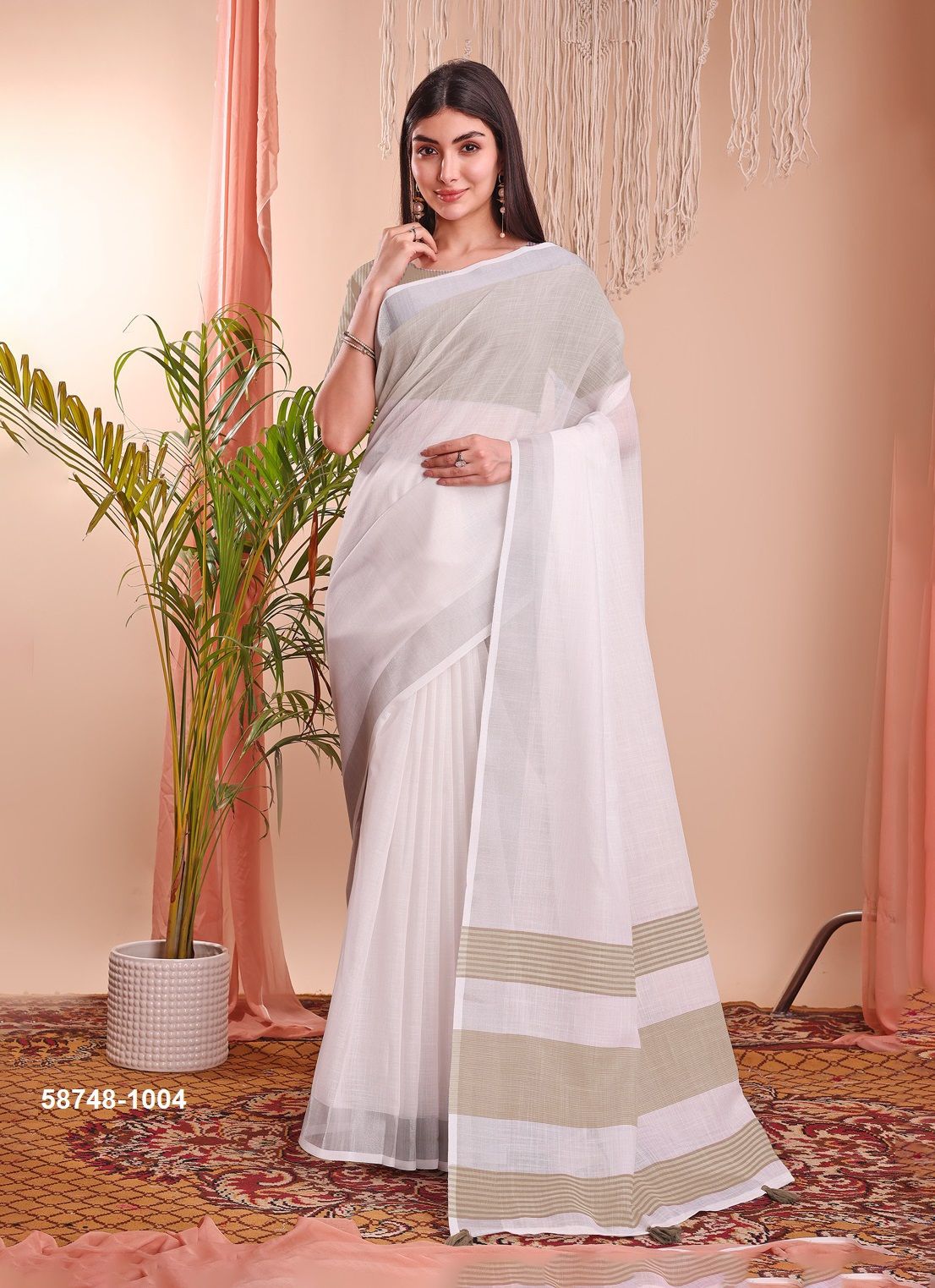 THE WHITE LOOM - Catalog # 58748 (Set of 13 Sarees) by Brand DESI MUSE