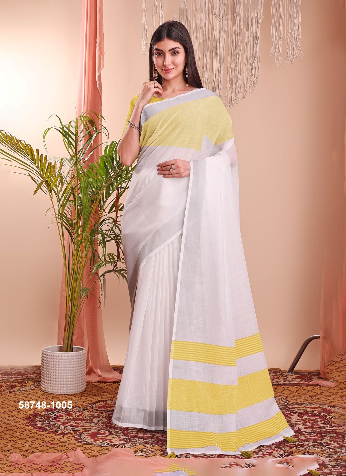 THE WHITE LOOM - Catalog # 58748 (Set of 13 Sarees) by Brand DESI MUSE