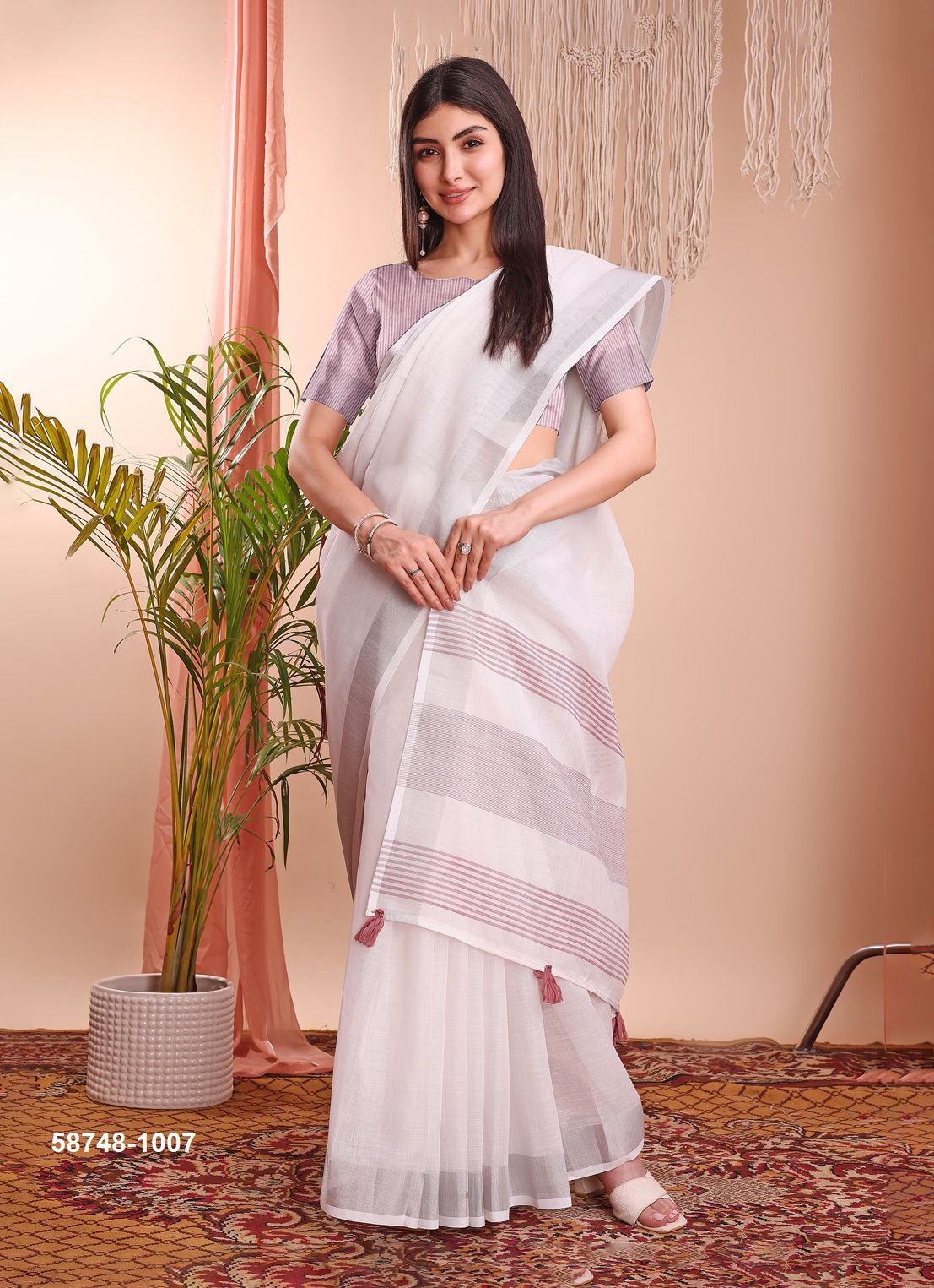 THE WHITE LOOM - Catalog # 58748 (Set of 13 Sarees) by Brand DESI MUSE