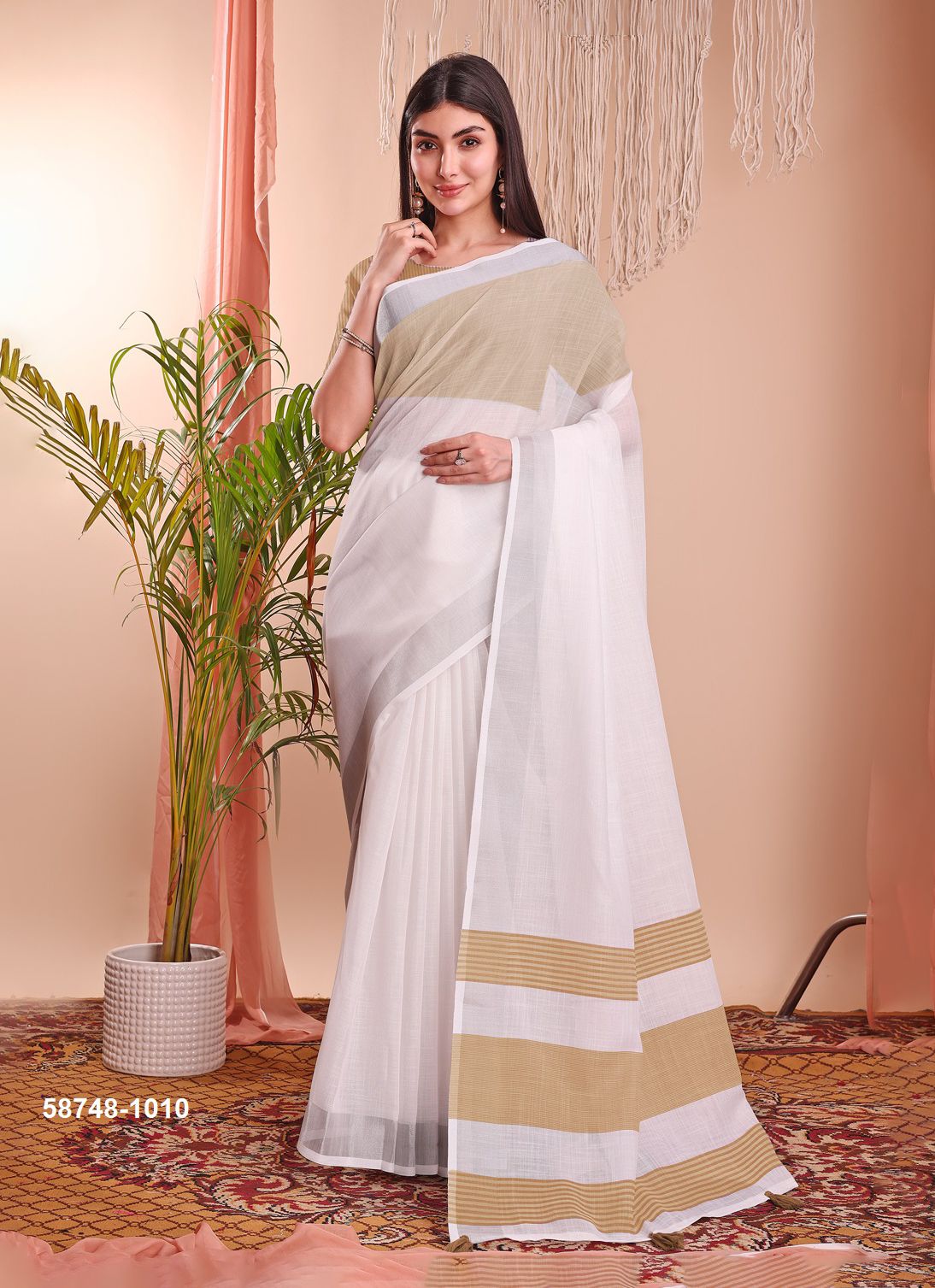 THE WHITE LOOM - Catalog # 58748 (Set of 13 Sarees) by Brand DESI MUSE