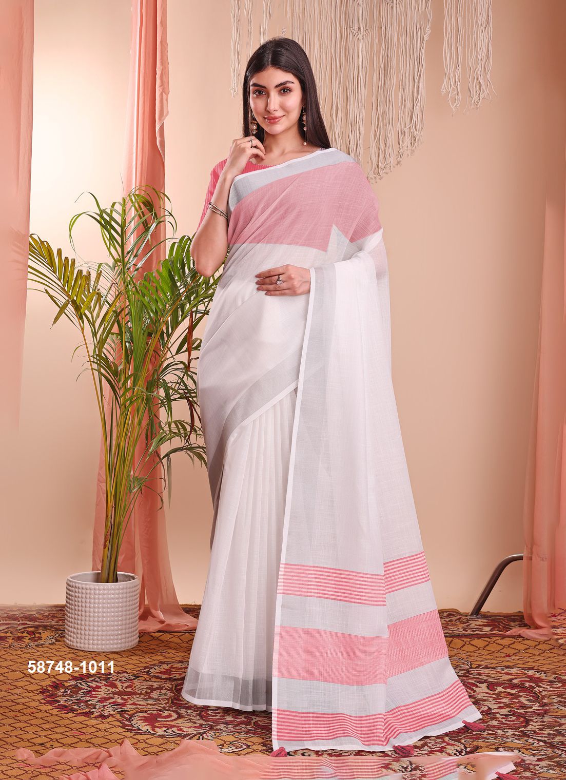 THE WHITE LOOM - Catalog # 58748 (Set of 13 Sarees) by Brand DESI MUSE