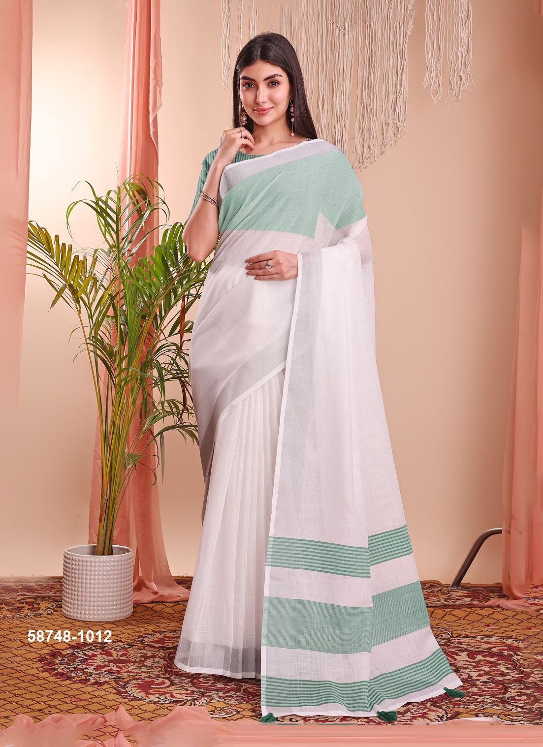 THE WHITE LOOM - Catalog # 58748 (Set of 13 Sarees) by Brand DESI MUSE