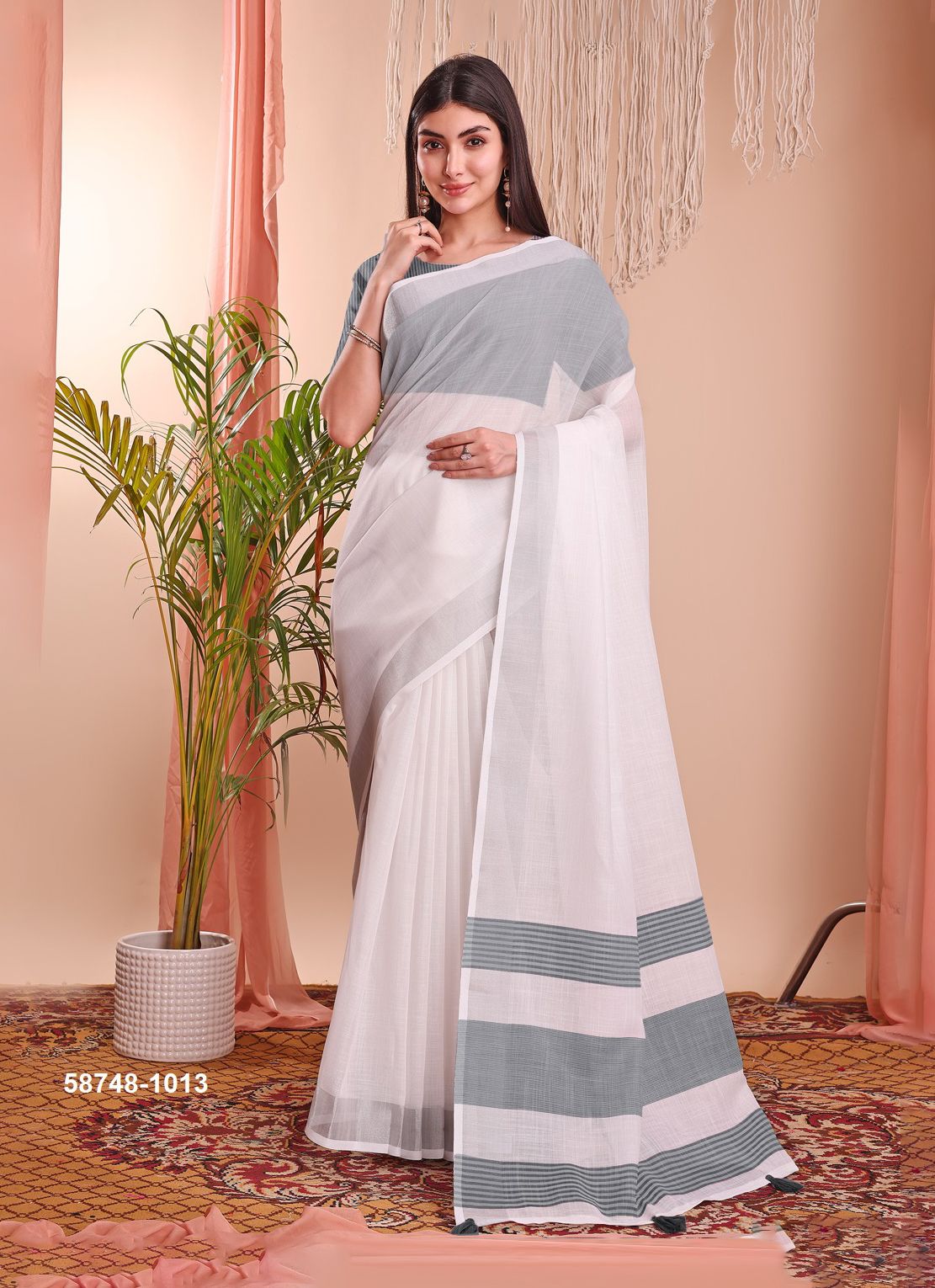 THE WHITE LOOM - Catalog # 58748 (Set of 13 Sarees) by Brand DESI MUSE