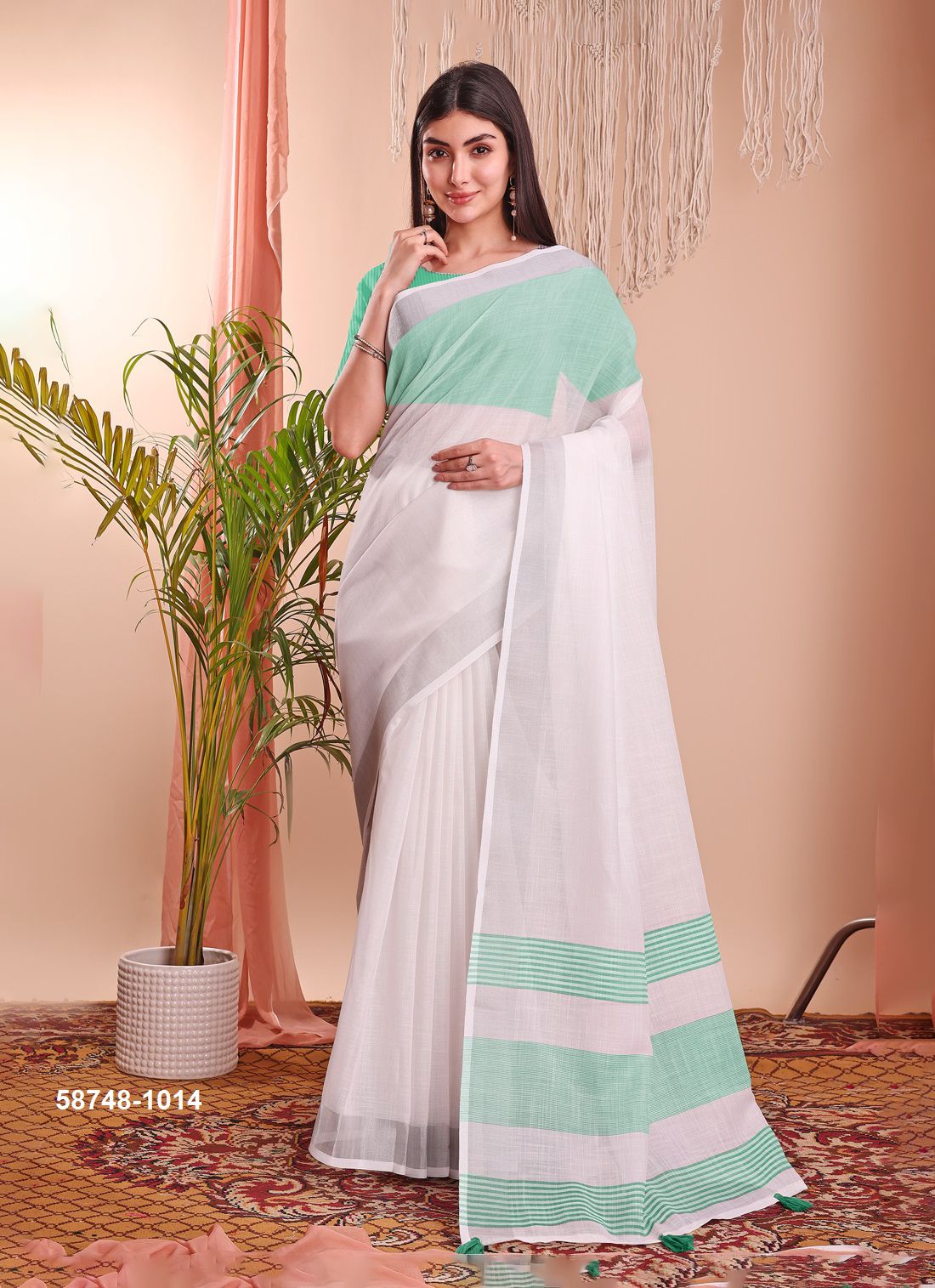 THE WHITE LOOM - Catalog # 58748 (Set of 13 Sarees) by Brand DESI MUSE