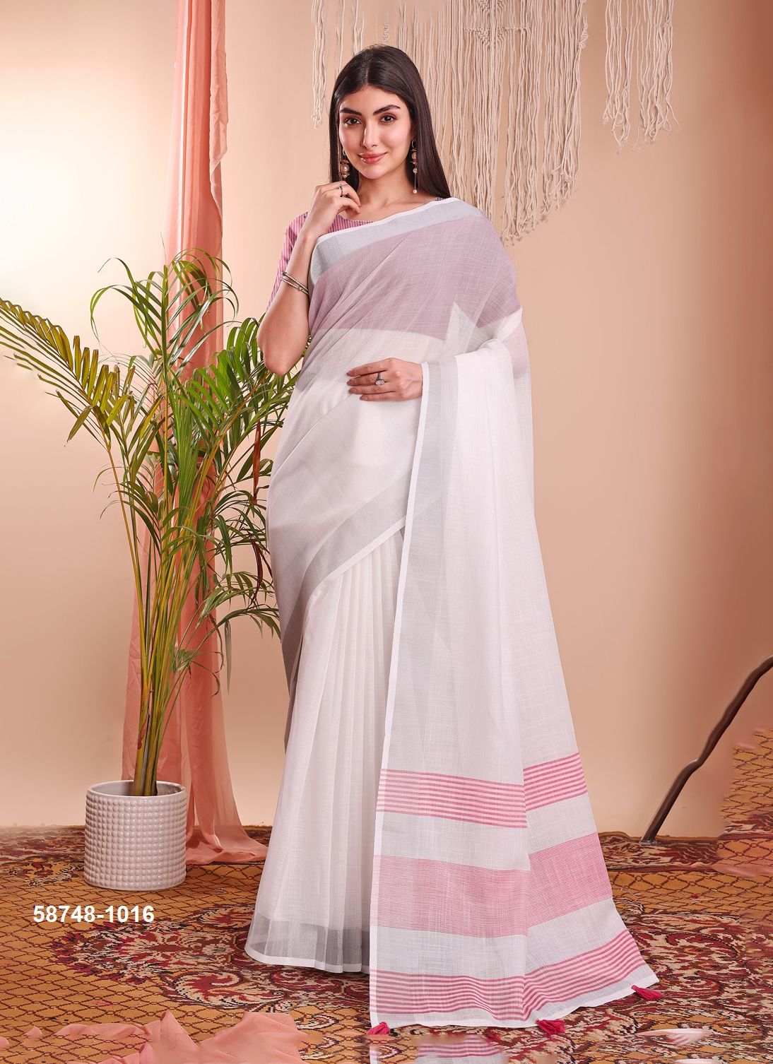 THE WHITE LOOM - Catalog # 58748 (Set of 13 Sarees) by Brand DESI MUSE