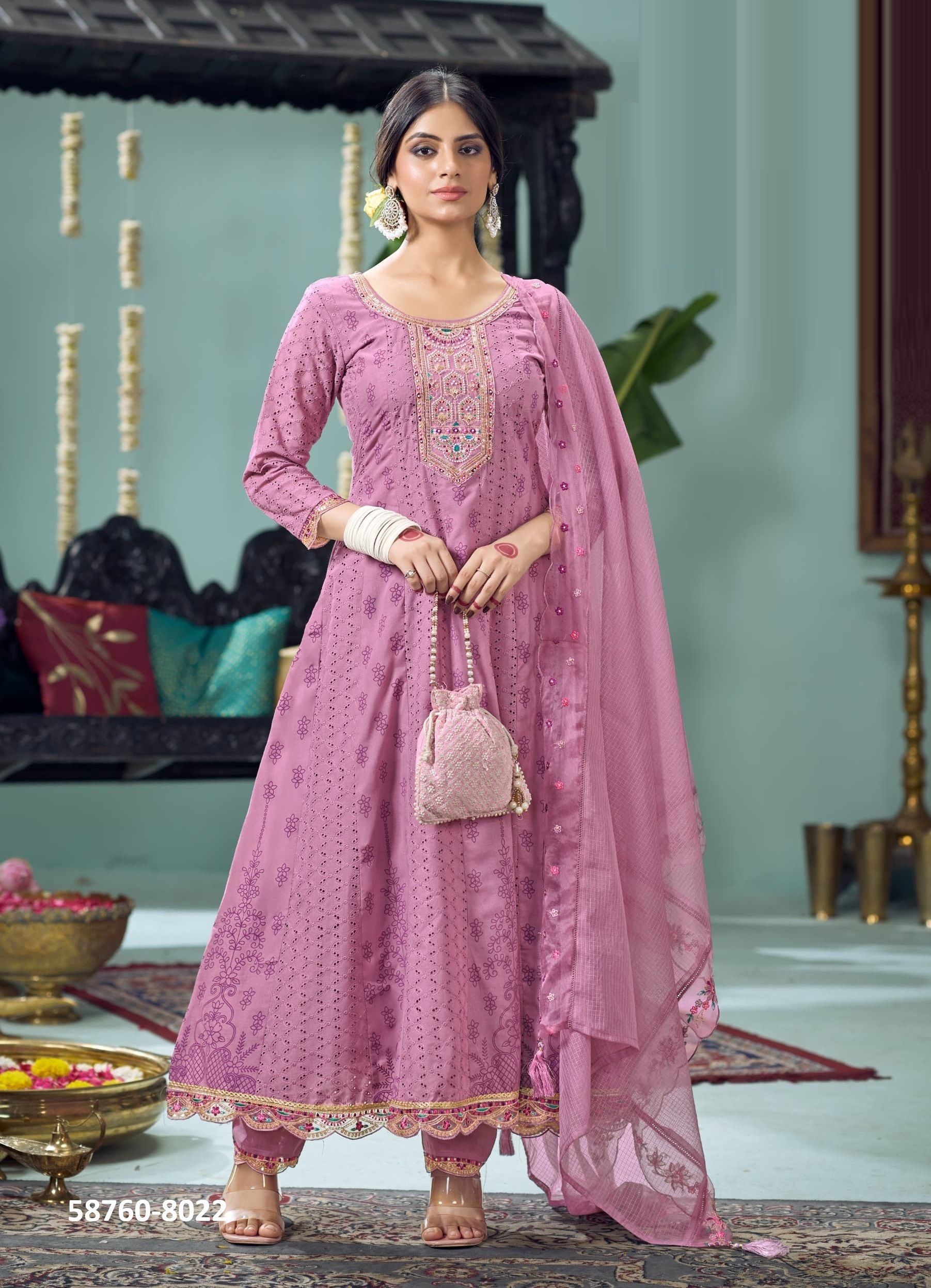 KESAR - Catalog # 58760 (Set of 4 Readymade Salwar Suits) by Brand RANGOON