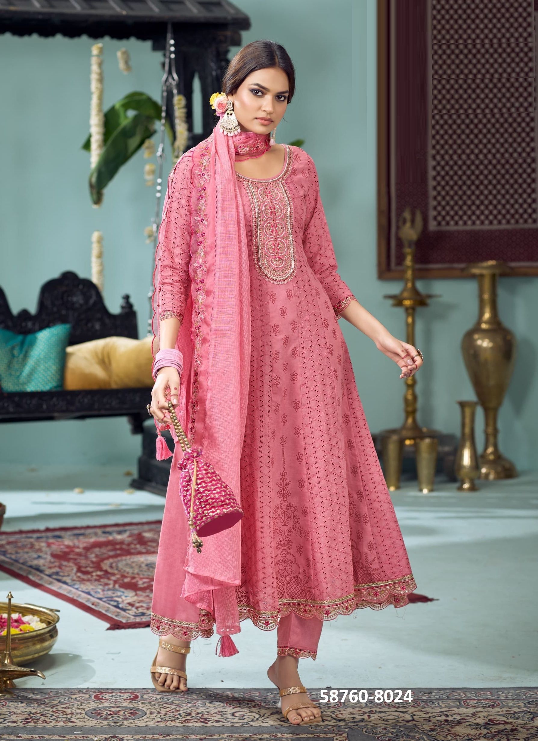 KESAR - Catalog # 58760 (Set of 4 Readymade Salwar Suits) by Brand RANGOON