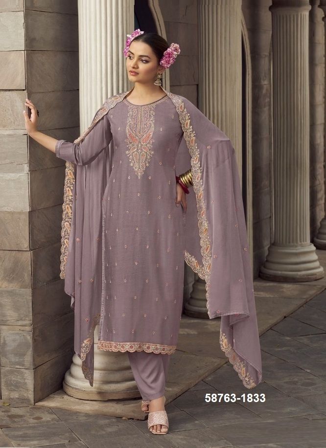 SWARNIKA - Catalog # 58763 (Set of 4 Semi-Stitched / Un-Stitched Suits) by Brand KALARANG