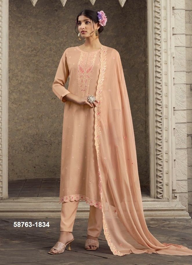 SWARNIKA - Catalog # 58763 (Set of 4 Semi-Stitched / Un-Stitched Suits) by Brand KALARANG