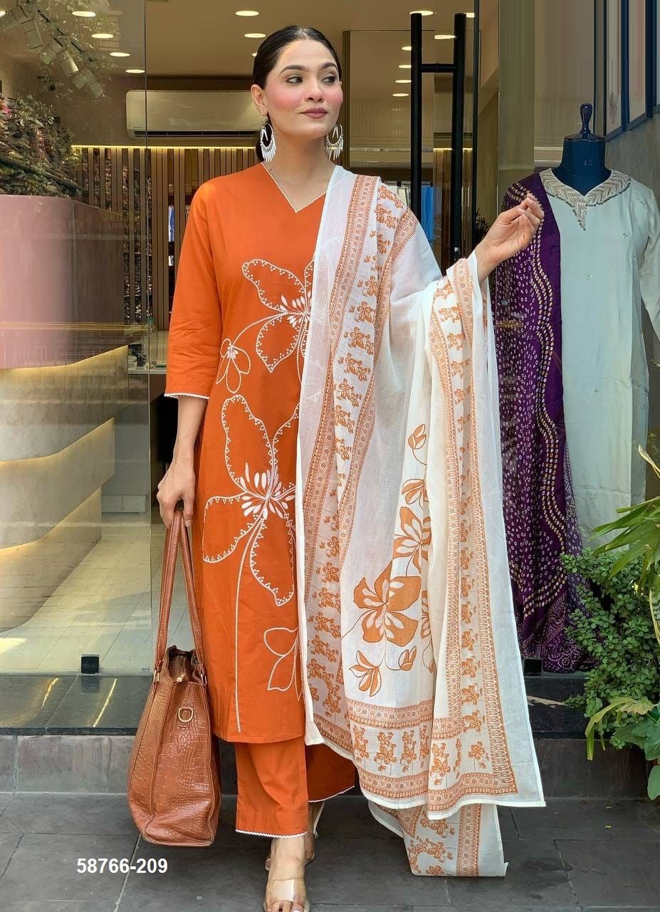 CHANDERI SERIES 208-210 - Catalog # 58766 (Set of 3 Readymade Salwar Suits) by Brand DESI MUSE
