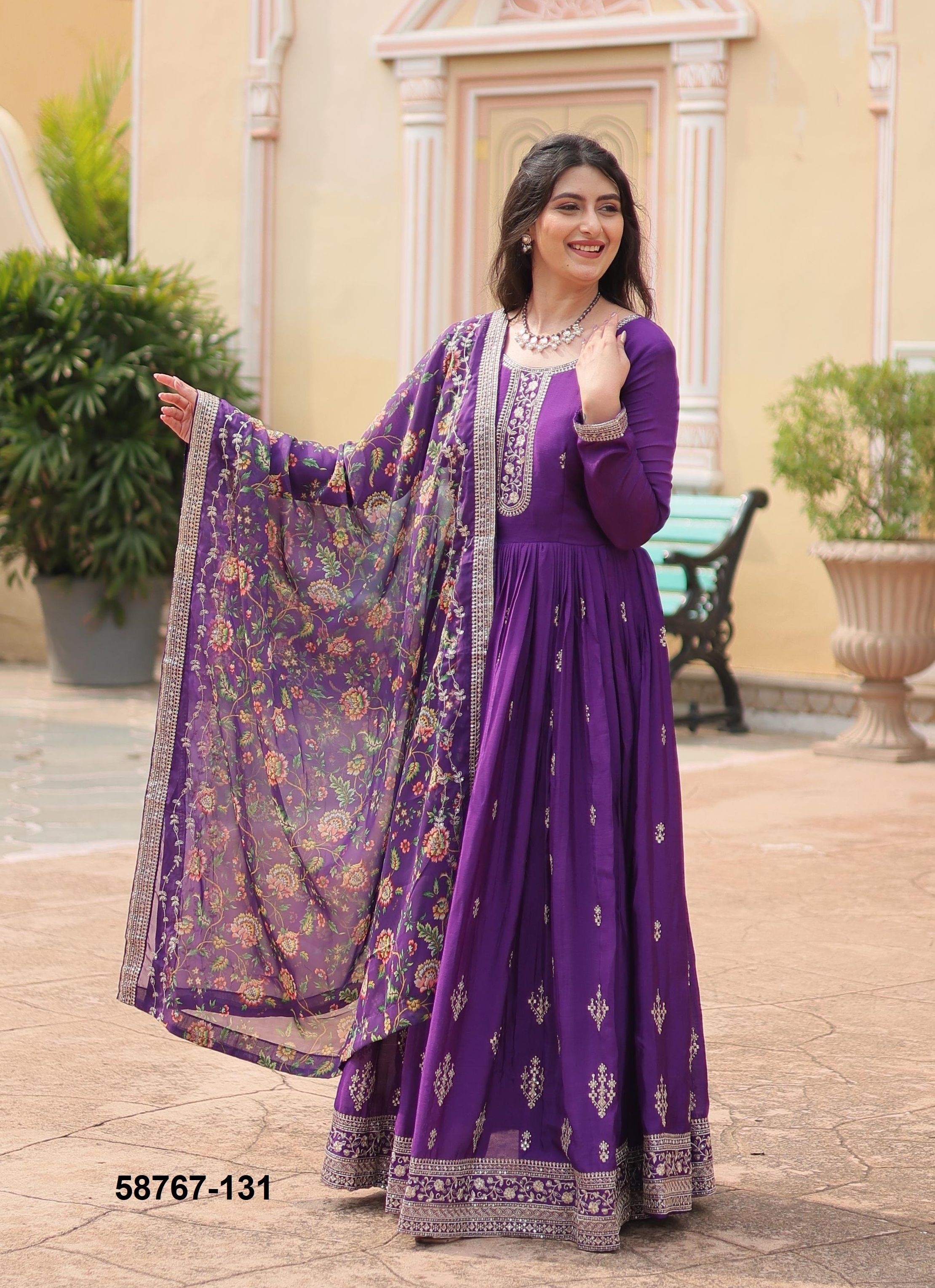 CHINON PRINTS - Catalog # 58767 (Set of 3 Readymade Gowns) by Brand DESI MUSE