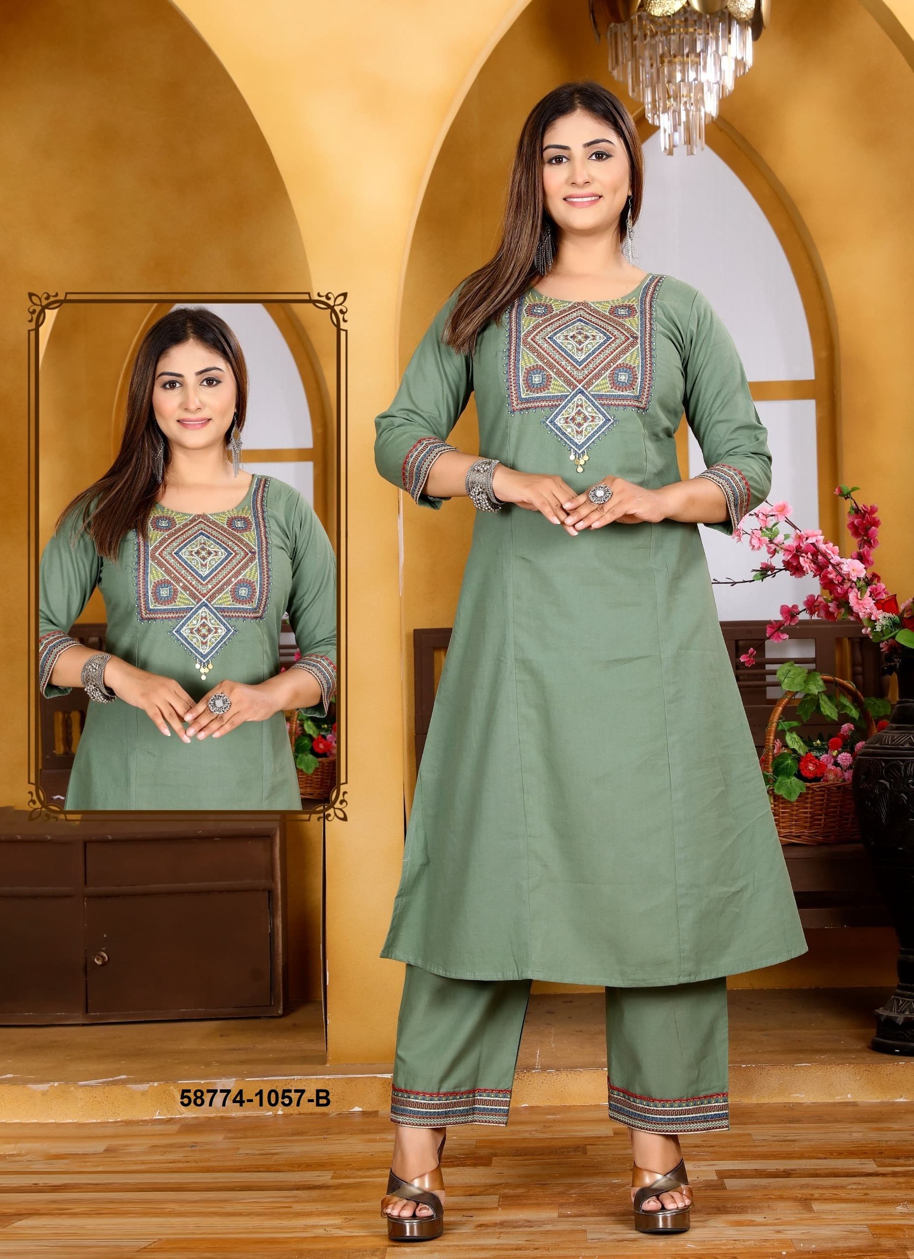 CO-ORD SETS IN COTTON - Catalog # 58774 (Set of 4 SIZE-SETS [Tops With Bottoms]) by Brand WOODEE AHMEDABAD