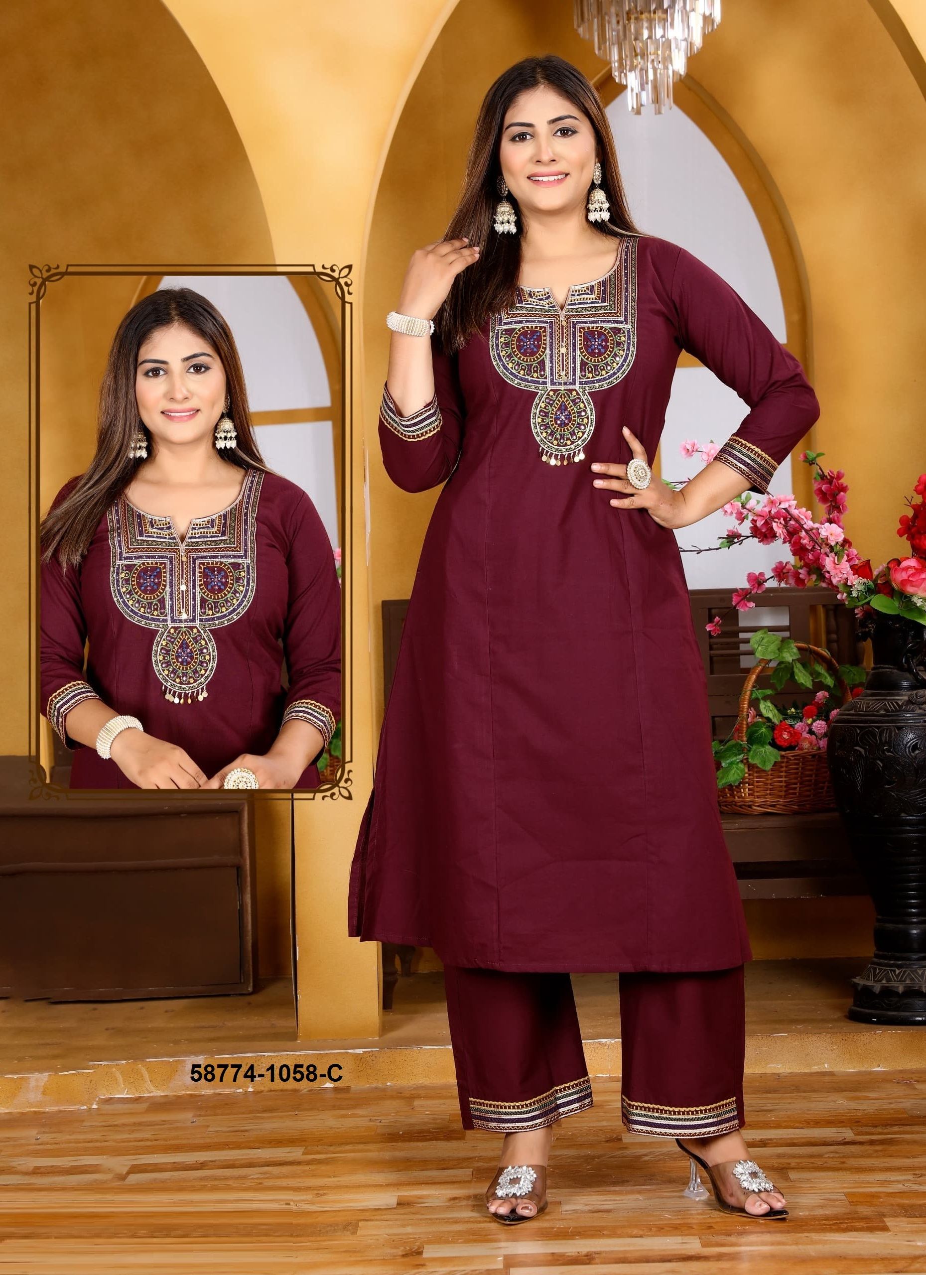 CO-ORD SETS IN COTTON - Catalog # 58774 (Set of 4 SIZE-SETS [Tops With Bottoms]) by Brand WOODEE AHMEDABAD