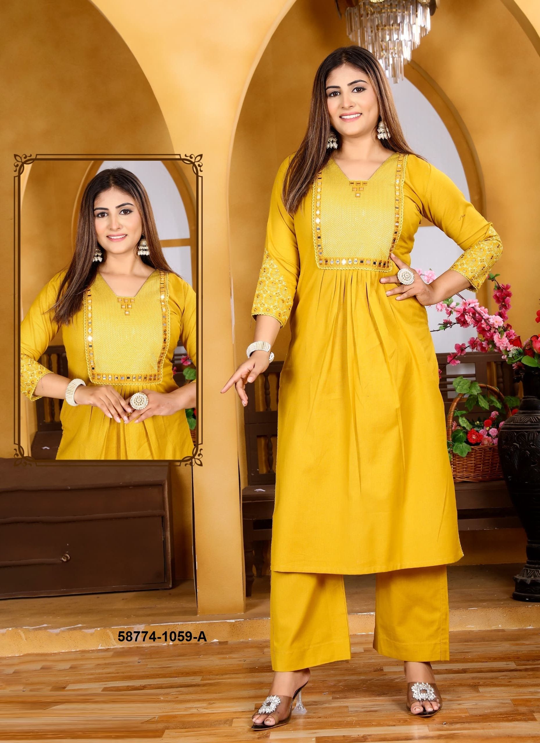 CO-ORD SETS IN COTTON - Catalog # 58774 (Set of 4 SIZE-SETS [Tops With Bottoms]) by Brand WOODEE AHMEDABAD