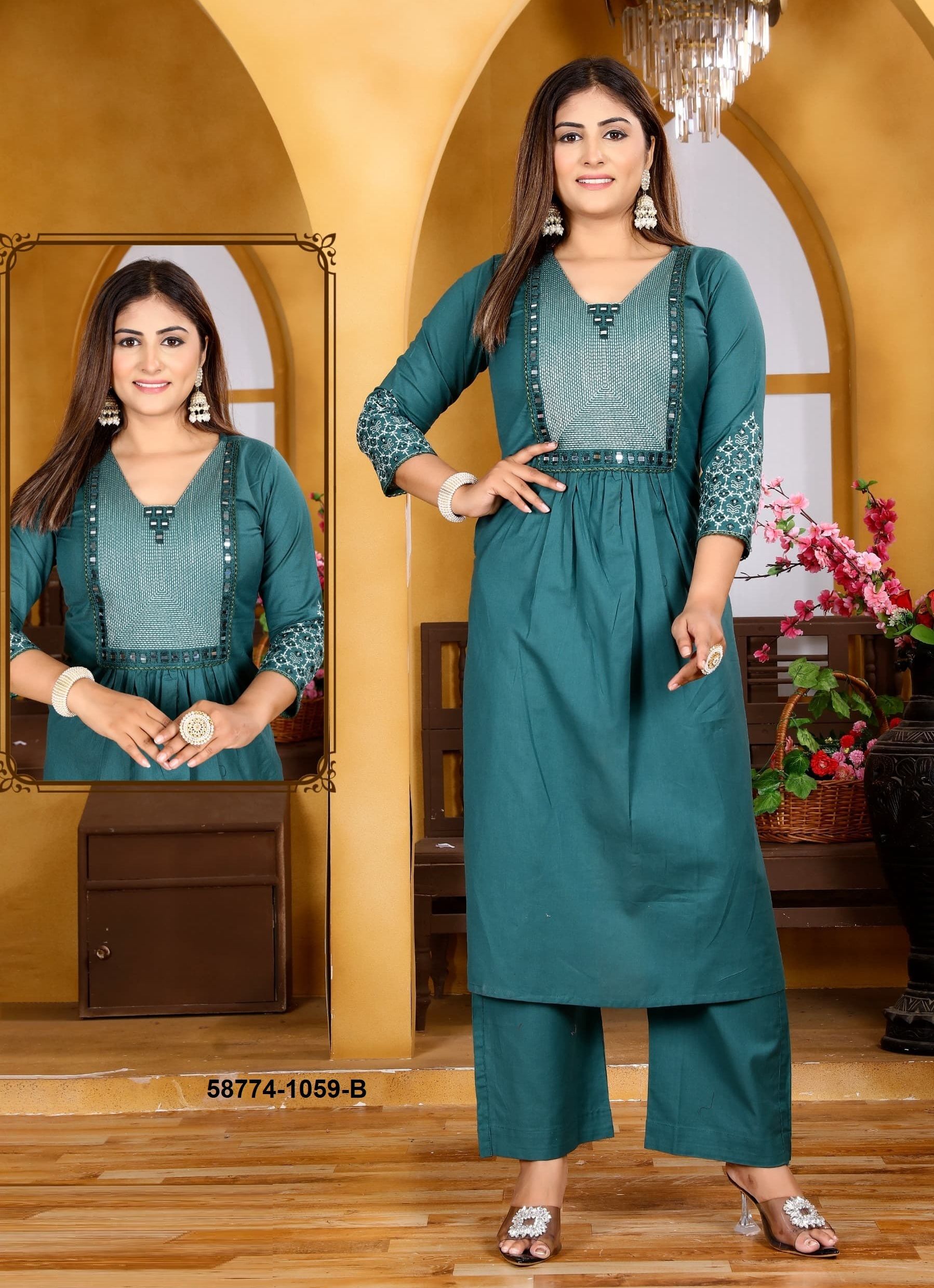 CO-ORD SETS IN COTTON - Catalog # 58774 (Set of 4 SIZE-SETS [Tops With Bottoms]) by Brand WOODEE AHMEDABAD