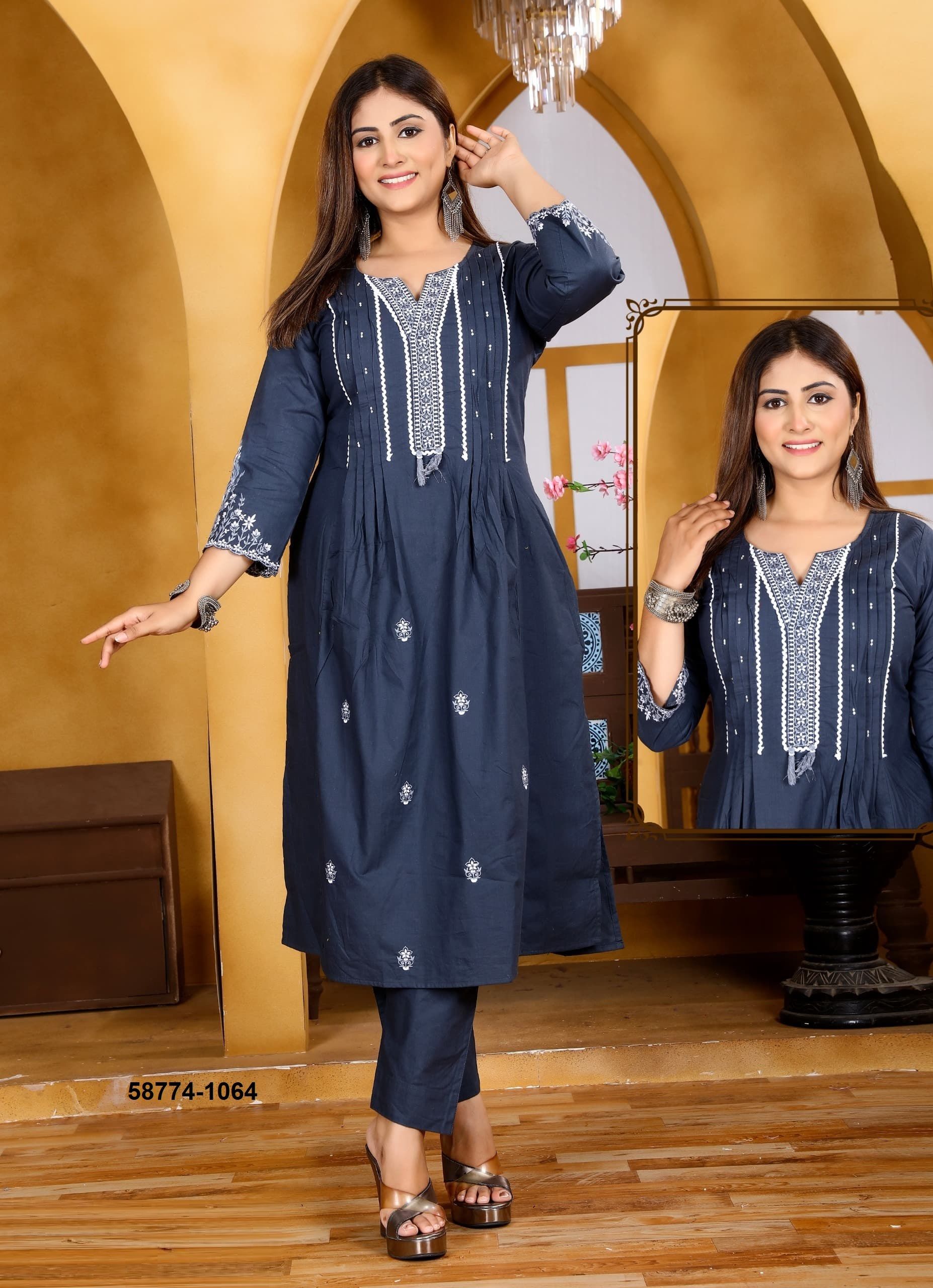 CO-ORD SETS IN COTTON - Catalog # 58774 (Set of 4 SIZE-SETS [Tops With Bottoms]) by Brand WOODEE AHMEDABAD